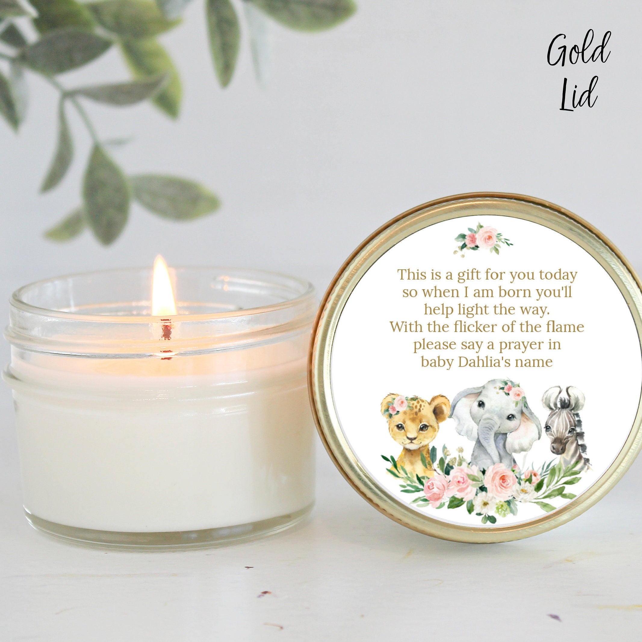 Safari Baby Shower Favors / 4 oz Custom Candle / Jungle Favors / Wild One / Boy Baby Shower / Girl Baby Shower / Poem Candle