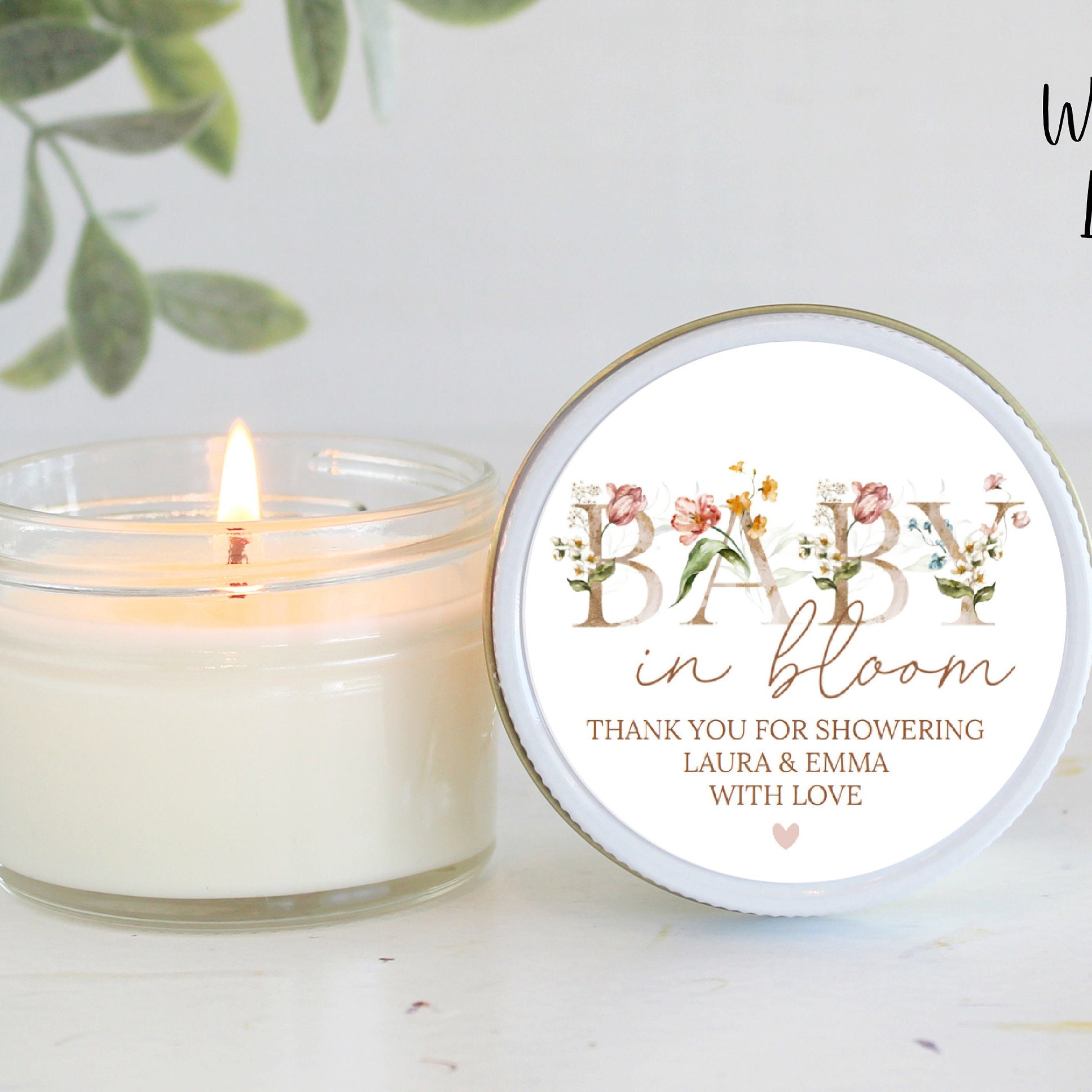 Baby in Bloom Candle Favors / For Guests Bulk / Baby Shower Favors / 4 oz Soy Candle Favors / Girl Baby Shower / Wildflower / Party Favors