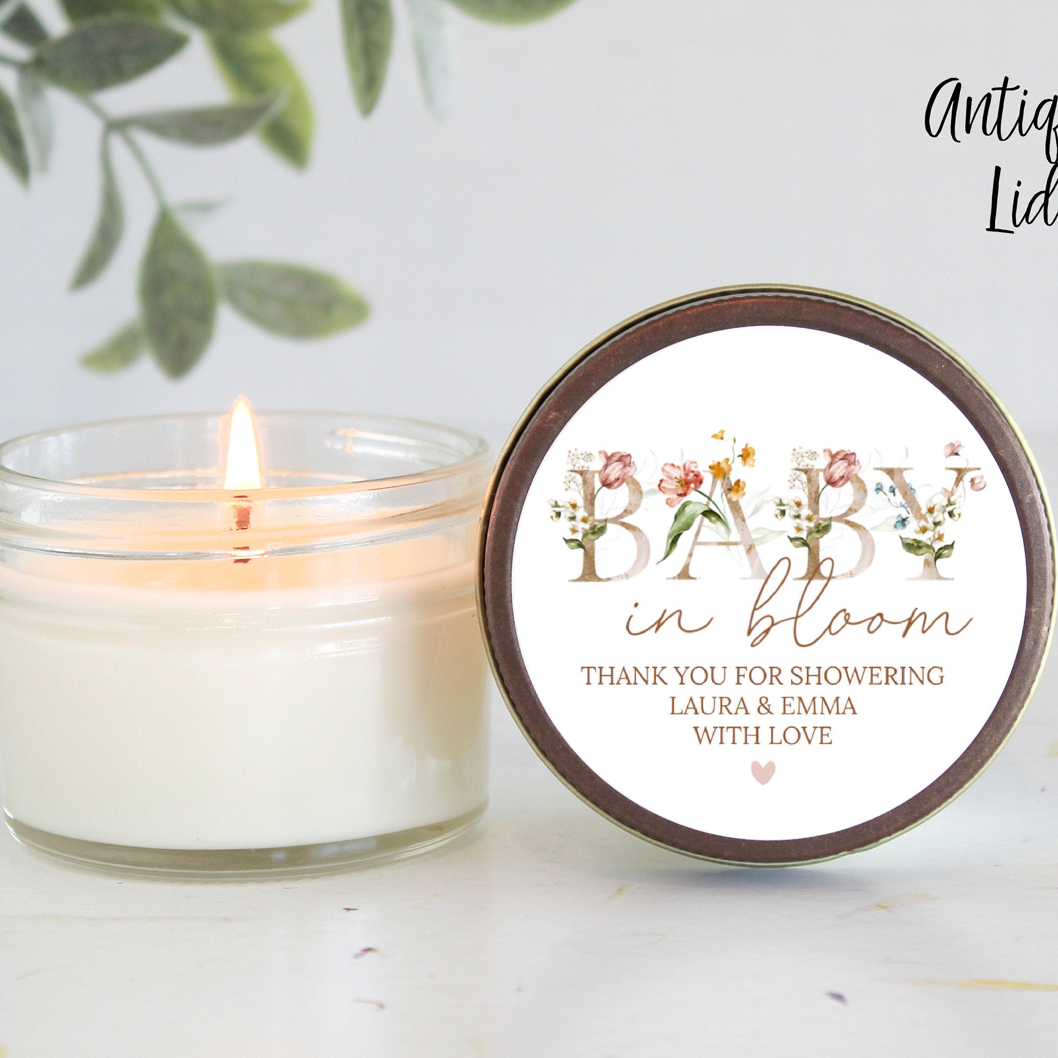 Baby in Bloom Candle Favors / For Guests Bulk / Baby Shower Favors / 4 oz Soy Candle Favors / Girl Baby Shower / Wildflower / Party Favors
