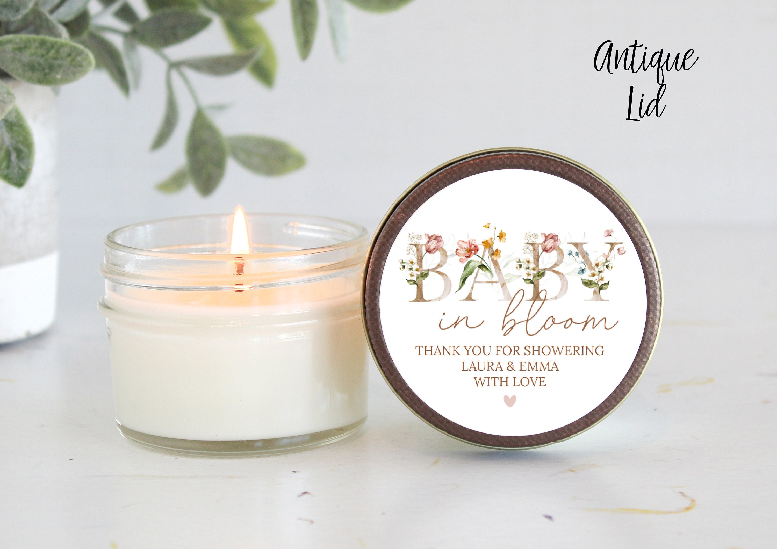 Baby in Bloom Candle Favors / For Guests Bulk / Baby Shower Favors / 4 oz Soy Candle Favors / Girl Baby Shower / Wildflower / Party Favors
