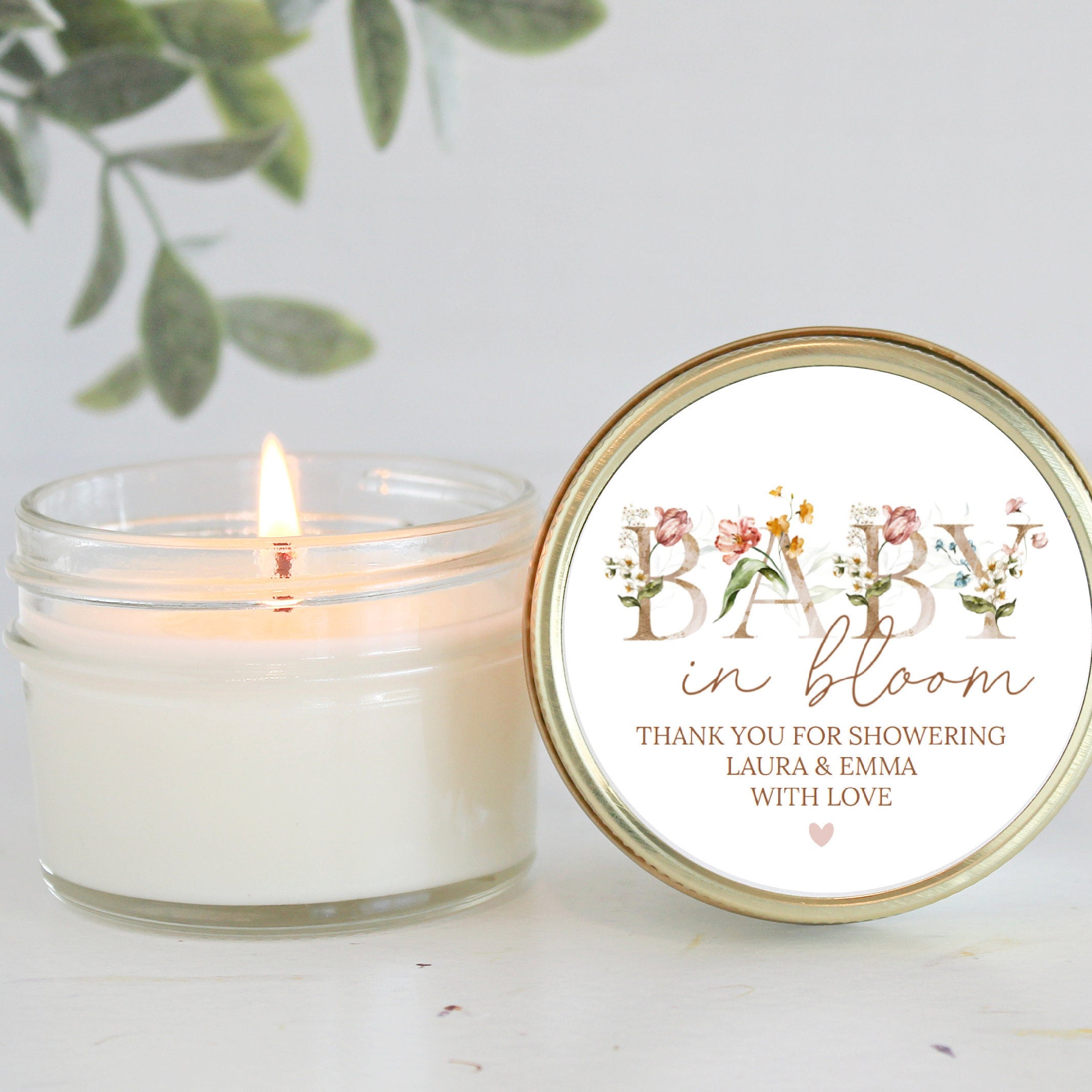 Baby in Bloom Candle Favors / For Guests Bulk / Baby Shower Favors / 4 oz Soy Candle Favors / Girl Baby Shower / Wildflower / Party Favors