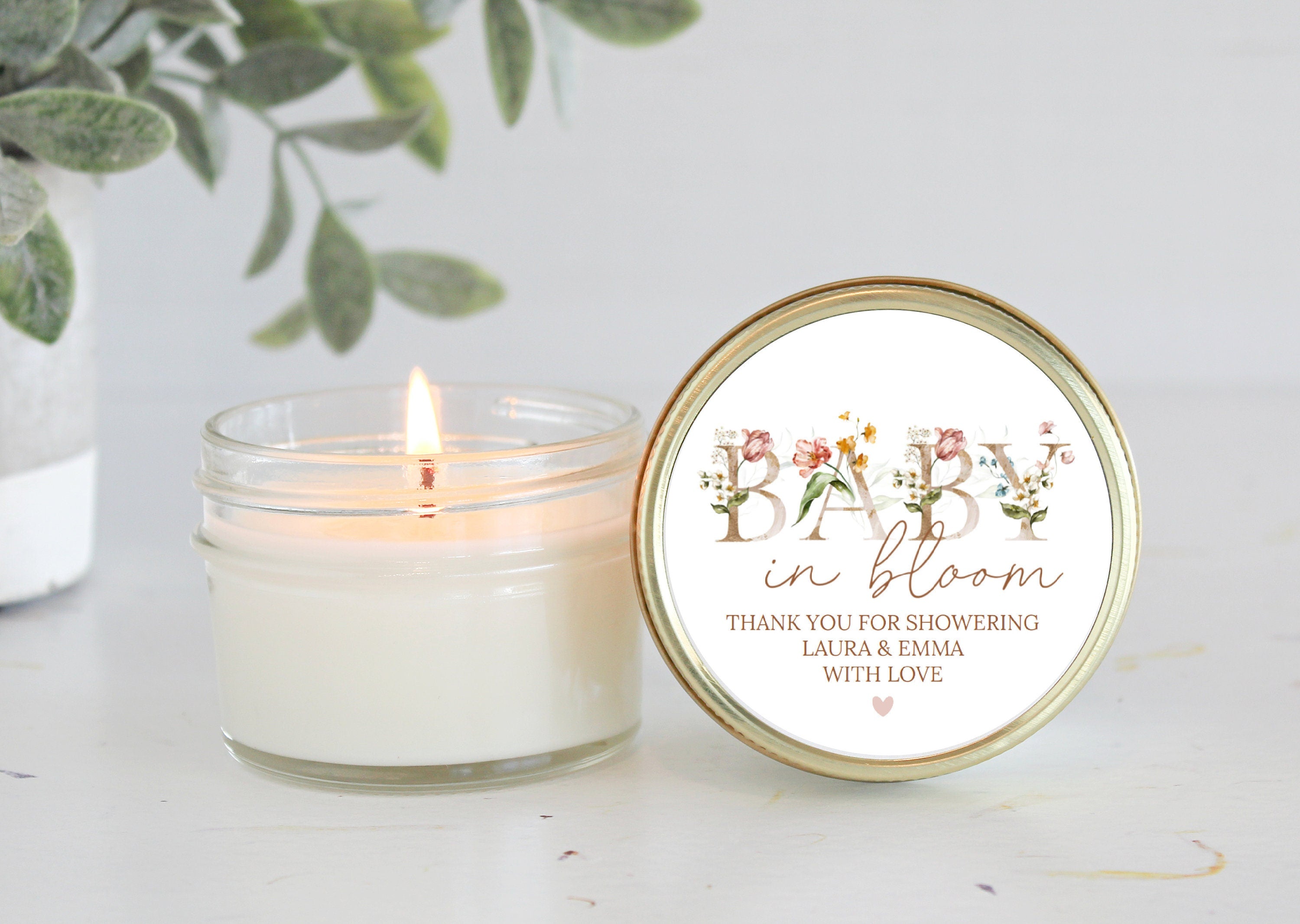 Baby in Bloom Candle Favors / For Guests Bulk / Baby Shower Favors / 4 oz Soy Candle Favors / Girl Baby Shower / Wildflower / Party Favors