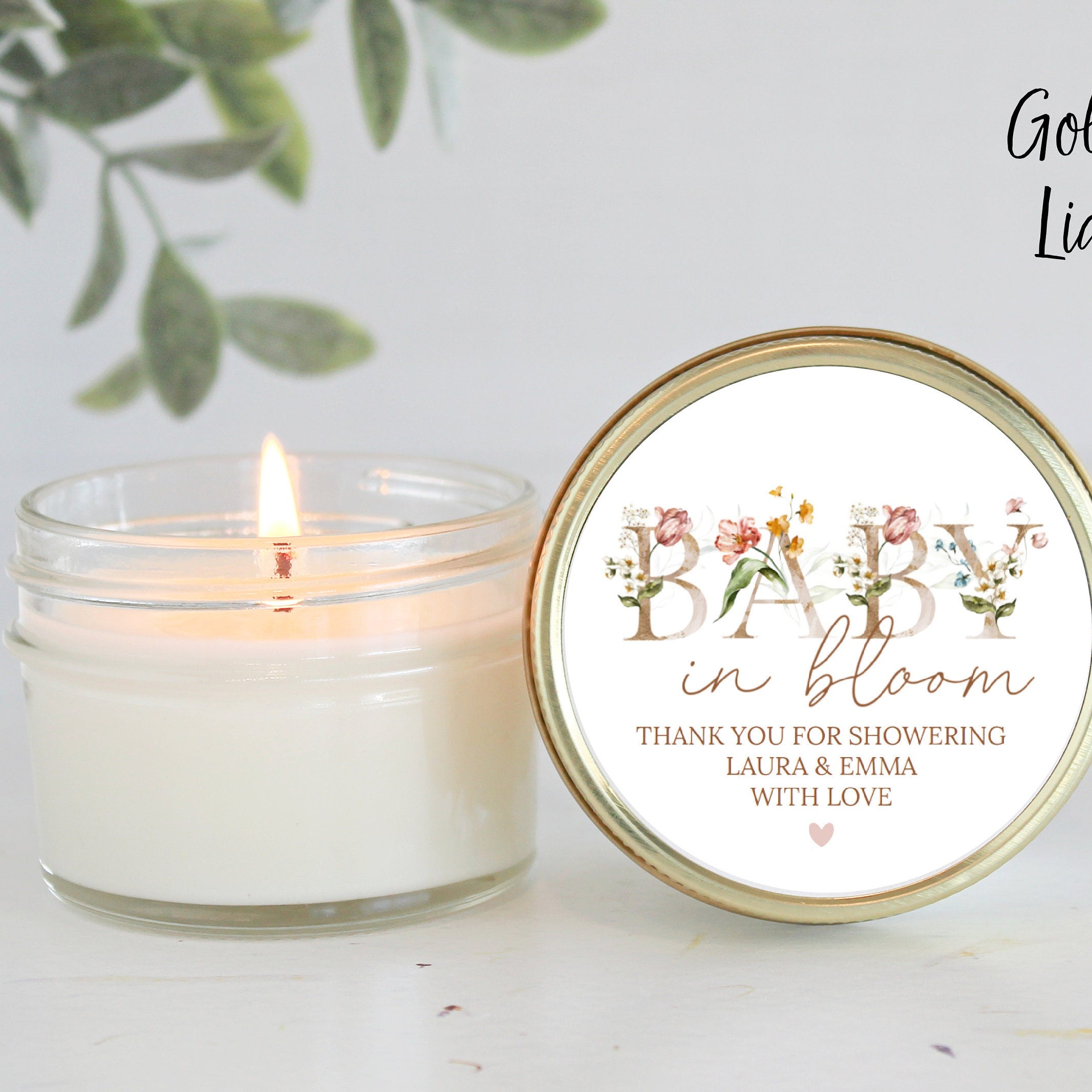 Baby in Bloom Candle Favors / For Guests Bulk / Baby Shower Favors / 4 oz Soy Candle Favors / Girl Baby Shower / Wildflower / Party Favors
