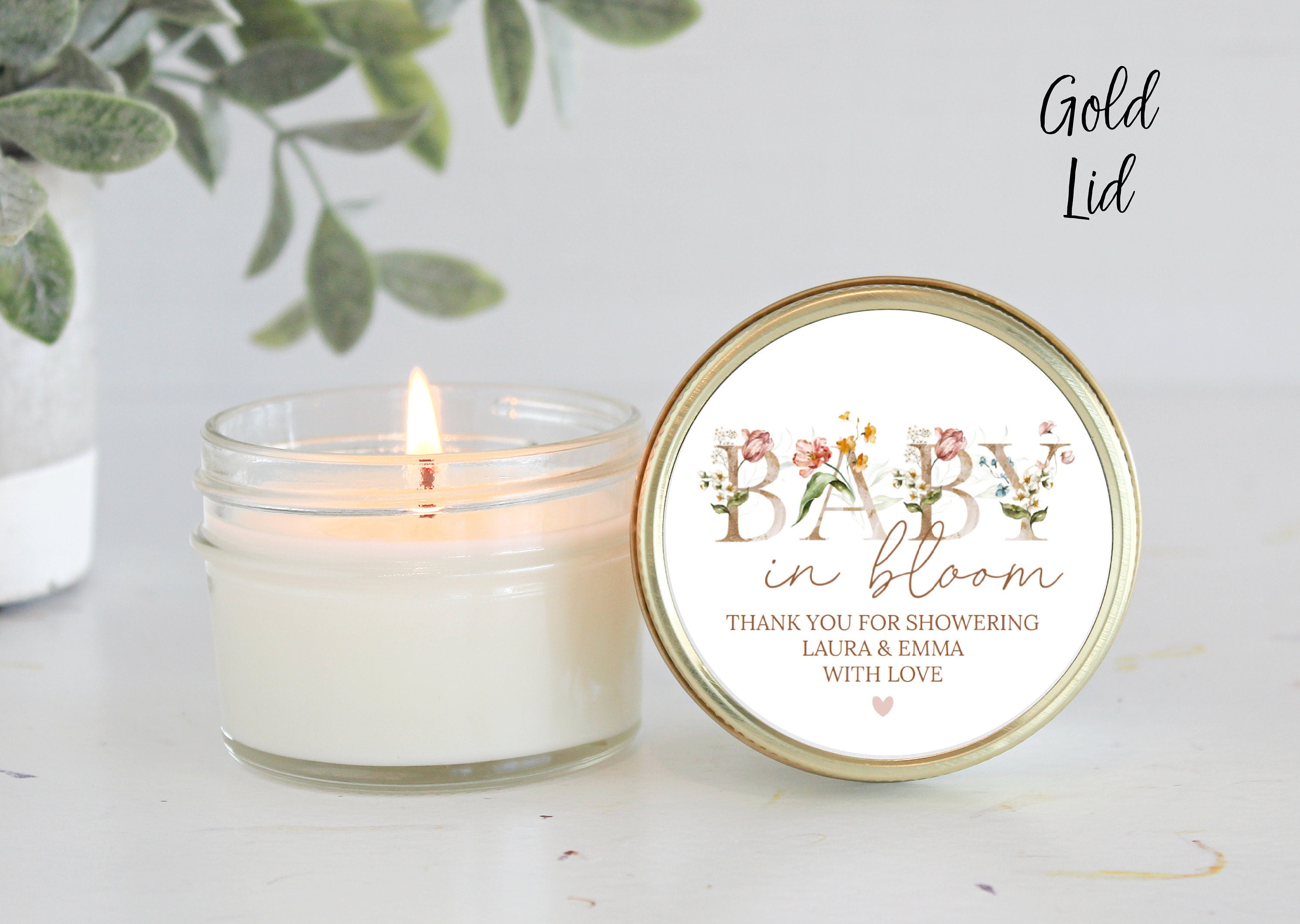 Baby in Bloom Candle Favors / For Guests Bulk / Baby Shower Favors / 4 oz Soy Candle Favors / Girl Baby Shower / Wildflower / Party Favors