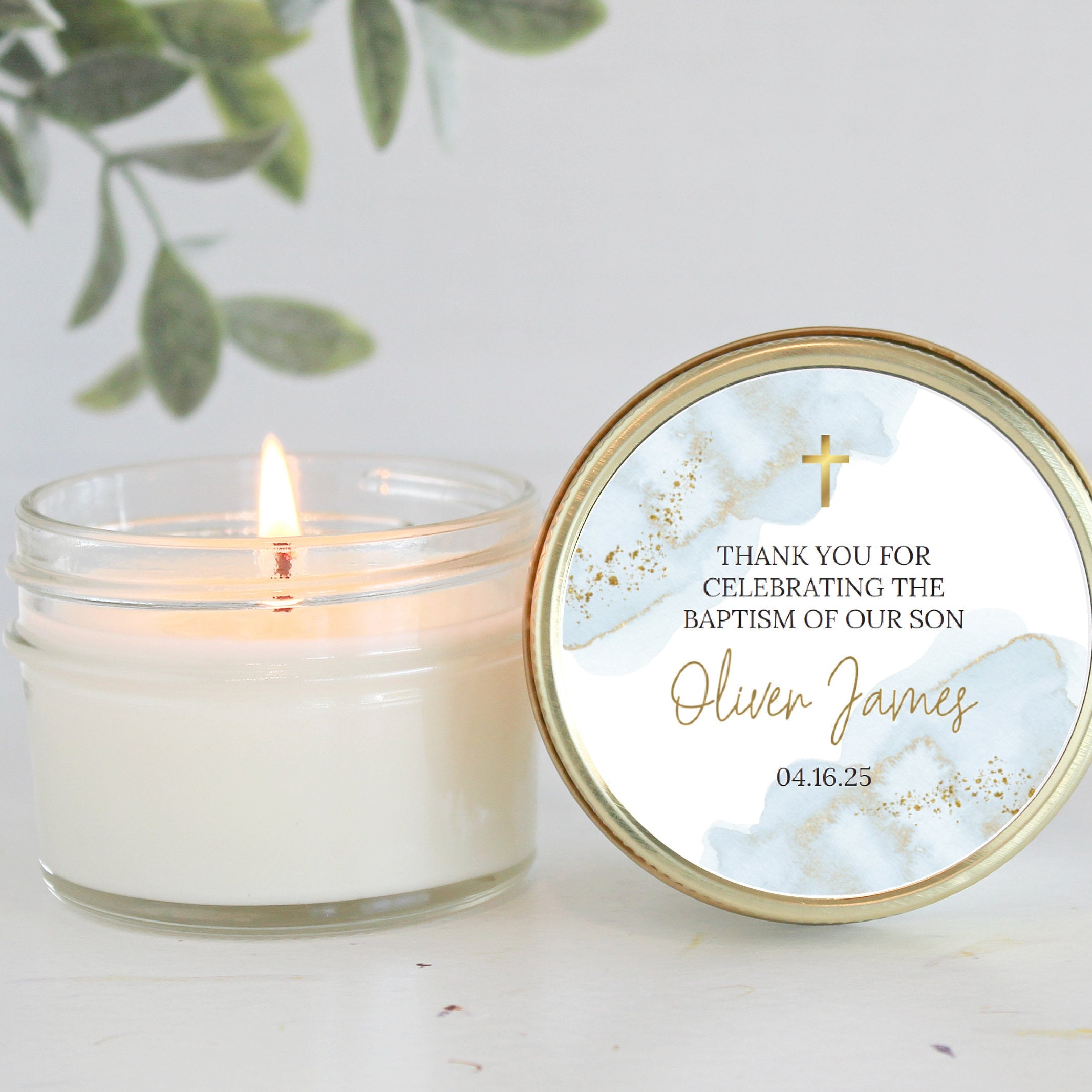 Personalized Baptism Favor Candles / For Guests / 4 oz / Boy Baptism / Communion Favor / Christening Favor /Girl Baptism / Party Favors