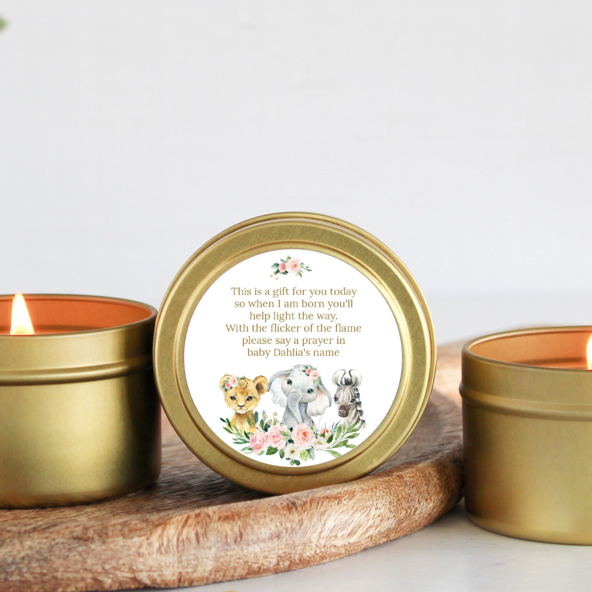 Safari Baby Shower Favors / Jungle Favors / Wild One / Bulk Set of 10 / Boy Baby Shower / Girl Baby Shower / Poem Candle / Custom Candle