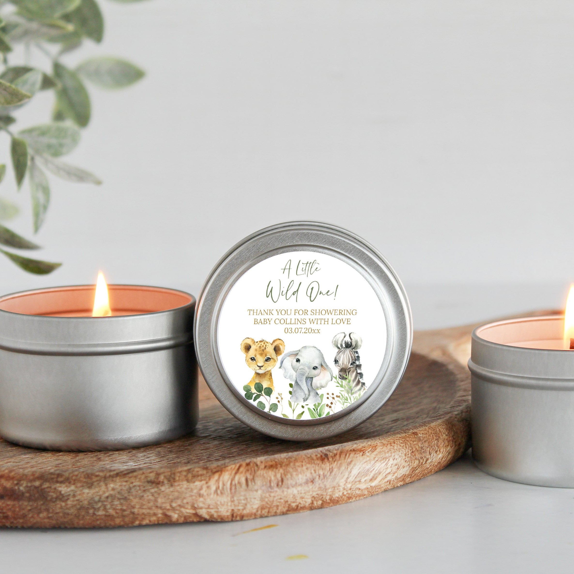 Safari Baby Shower Favors / Jungle Favors / Wild One / Bulk Set of 10 / Boy Baby Shower / Girl Baby Shower / Poem Candle / Custom Candle