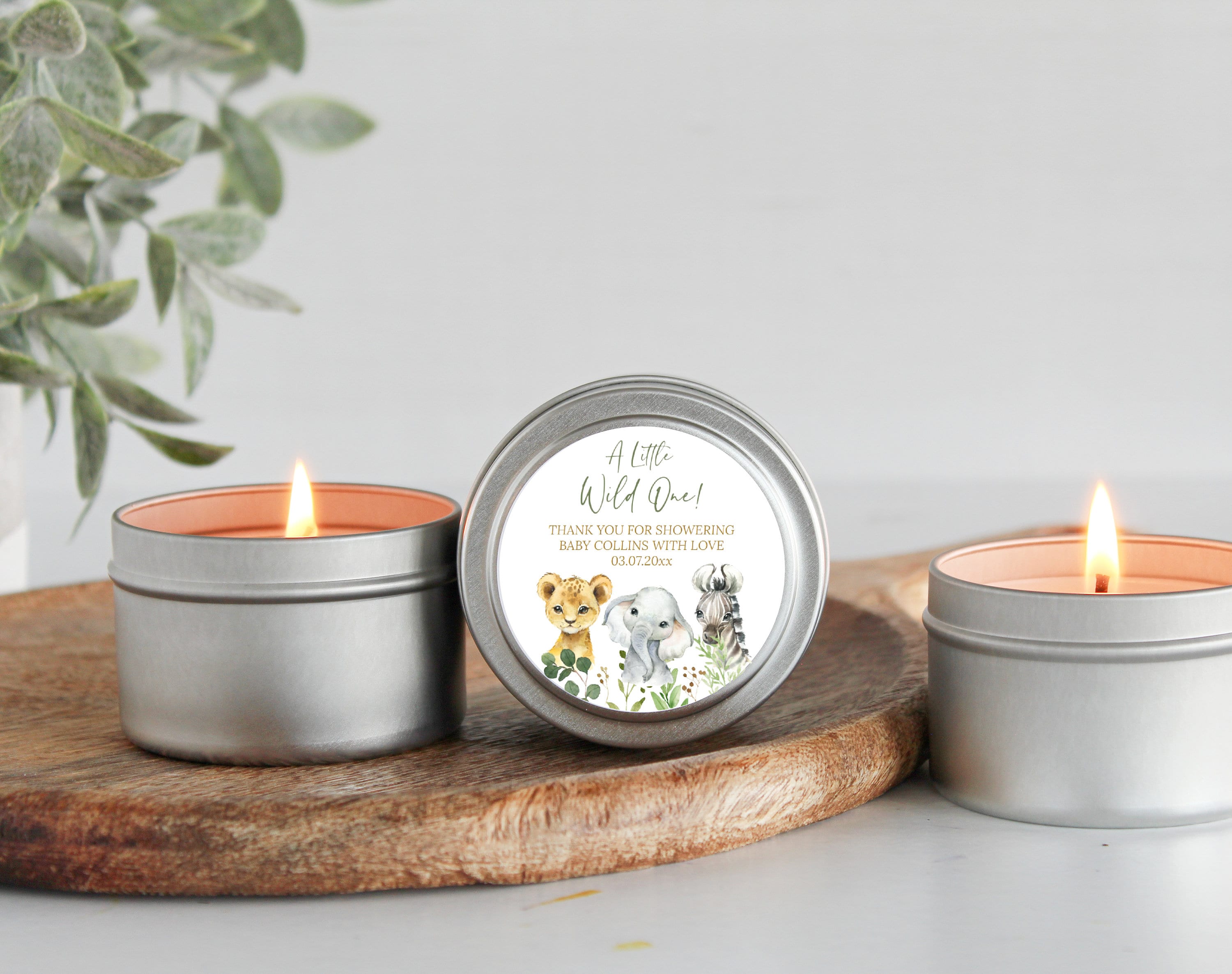 Safari Baby Shower Favors / Jungle Favors / Wild One / Bulk Set of 10 / Boy Baby Shower / Girl Baby Shower / Poem Candle / Custom Candle