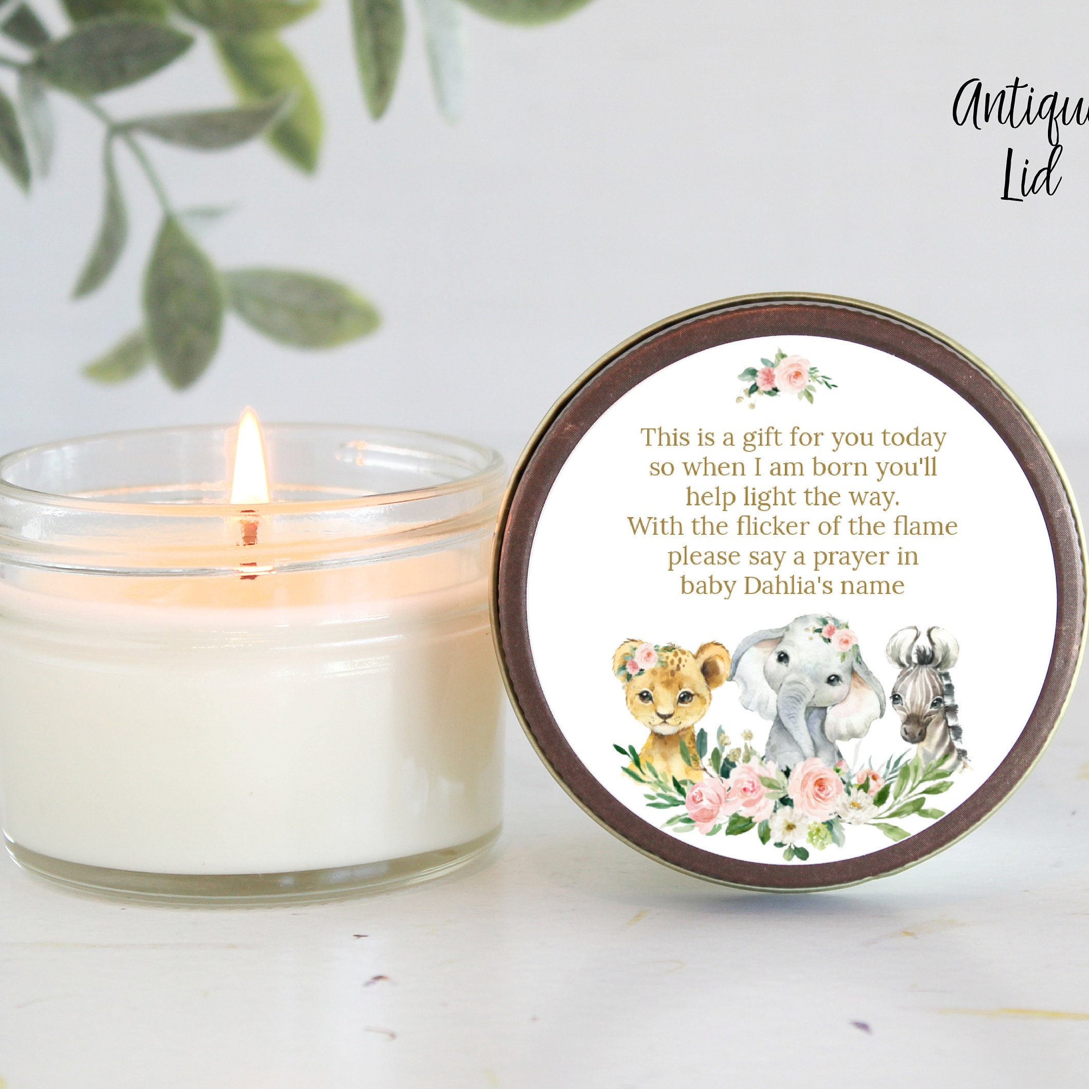 Safari Baby Shower Favors / 4 oz Custom Candle / Jungle Favors / Wild One / Boy Baby Shower / Girl Baby Shower / Poem Candle
