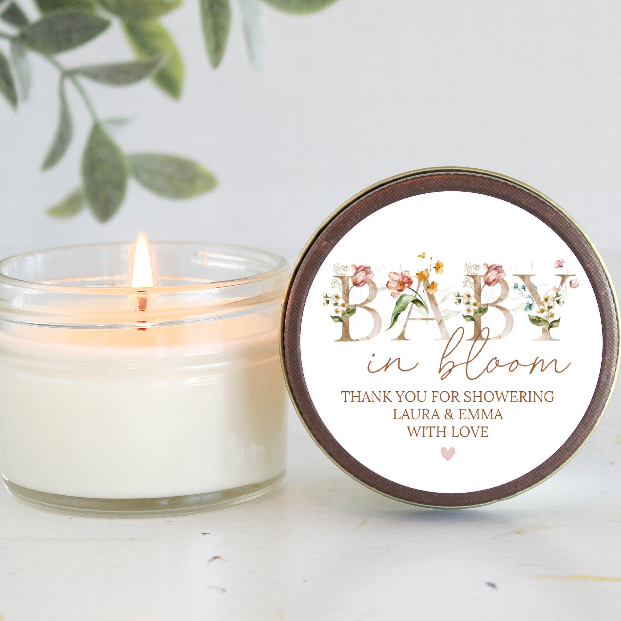 Baby in Bloom Candle Favors / For Guests Bulk / Baby Shower Favors / 4 oz Soy Candle Favors / Girl Baby Shower / Wildflower / Party Favors