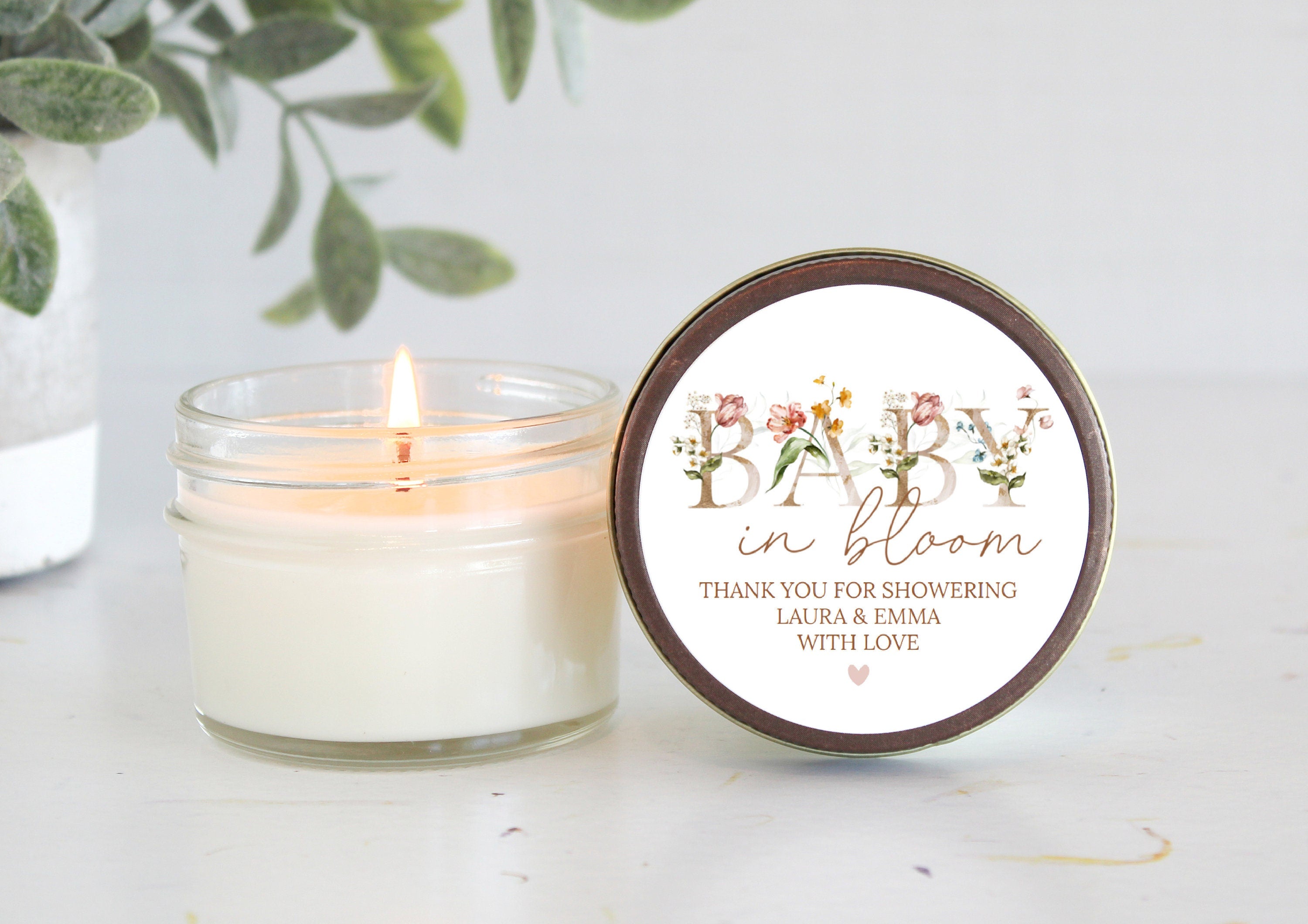 Baby in Bloom Candle Favors / For Guests Bulk / Baby Shower Favors / 4 oz Soy Candle Favors / Girl Baby Shower / Wildflower / Party Favors