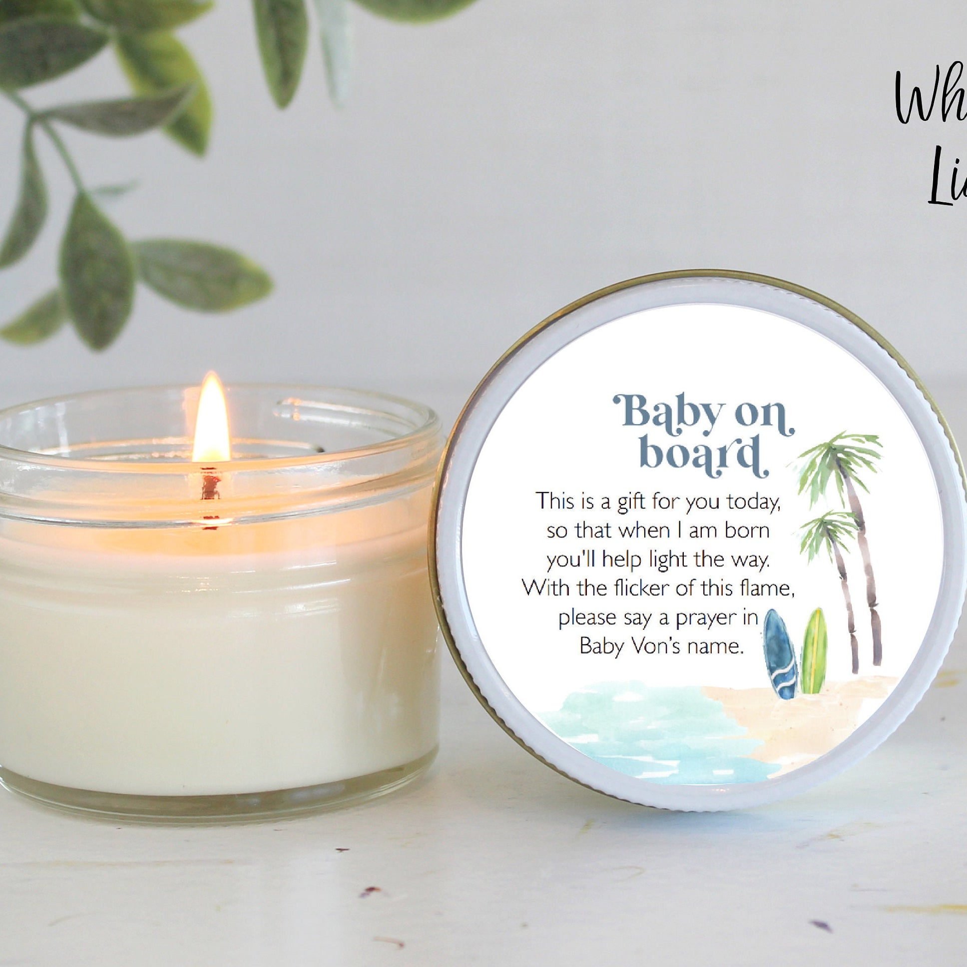 Baby on Board Shower Favors / Surf Beach Baby Shower / Bulk 4 oz Candle Favors / Sugar Scrub Favor / Boy Baby Shower / Summer Baby Shower