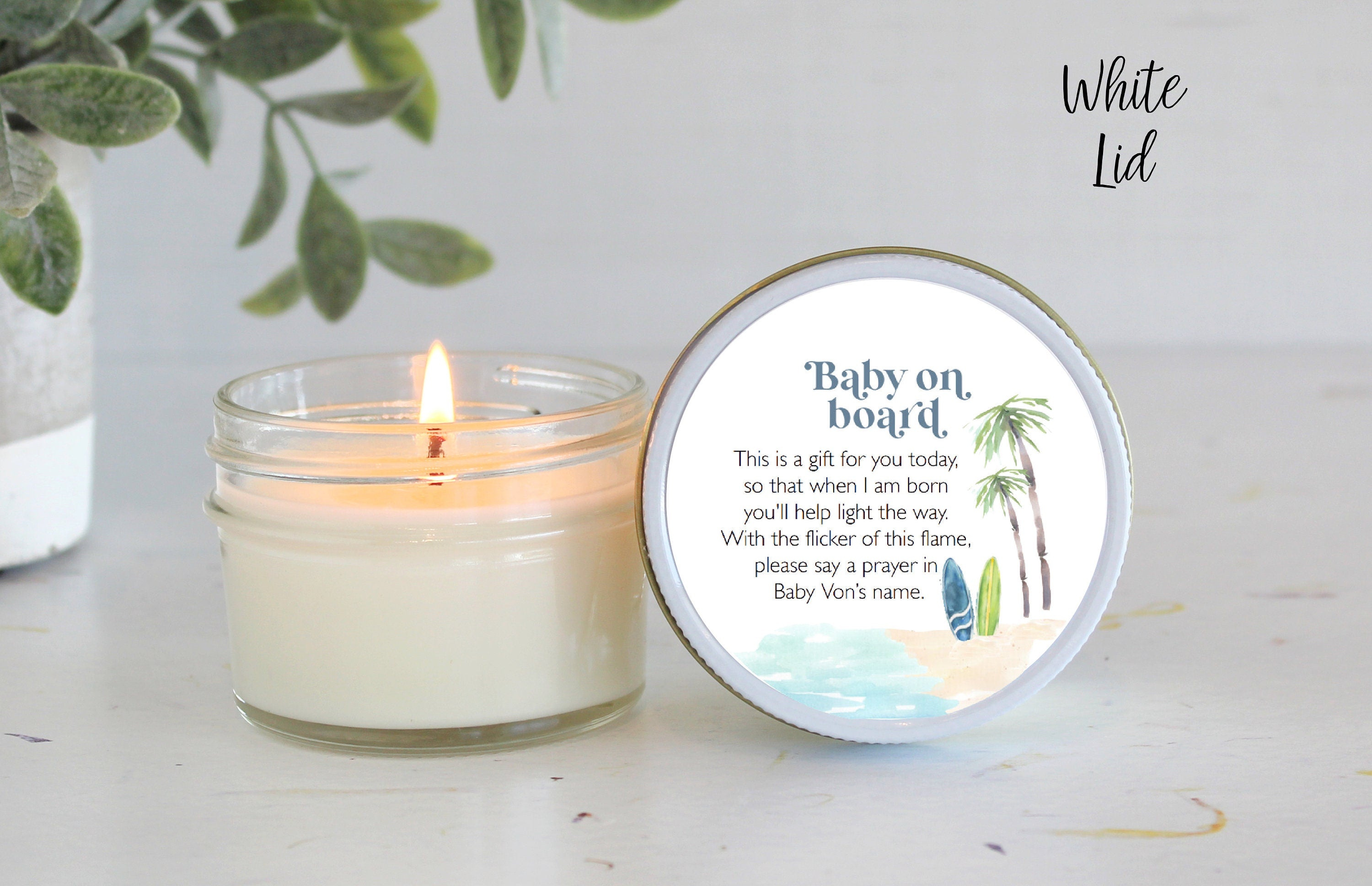 Baby on Board Shower Favors / Surf Beach Baby Shower / Bulk 4 oz Candle Favors / Sugar Scrub Favor / Boy Baby Shower / Summer Baby Shower
