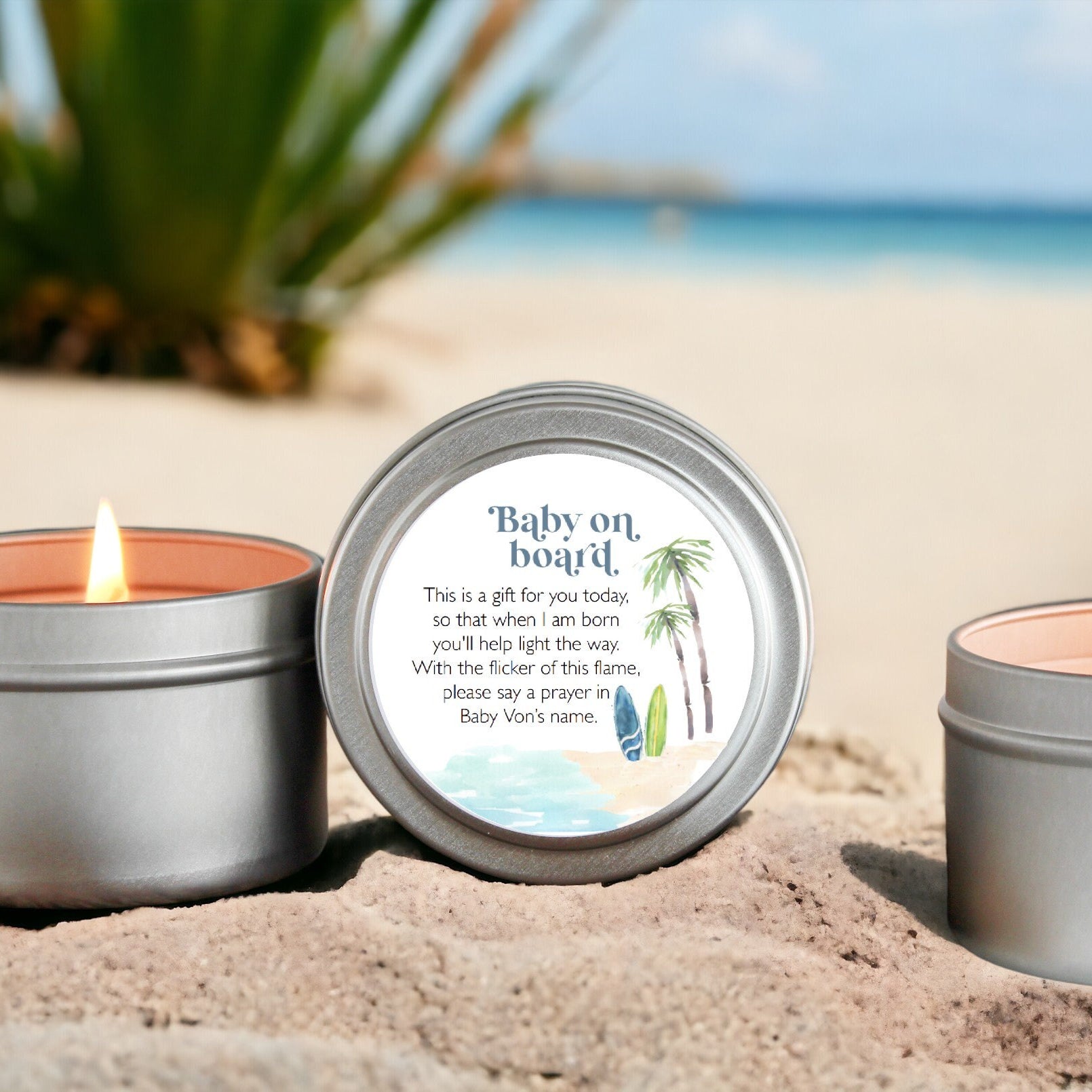 Baby on Board Baby Shower Favors / Set of 10 Candle favors for Guests in Bulk / Beach Shower / Baby Boy Shower / Surfboard / Personalized