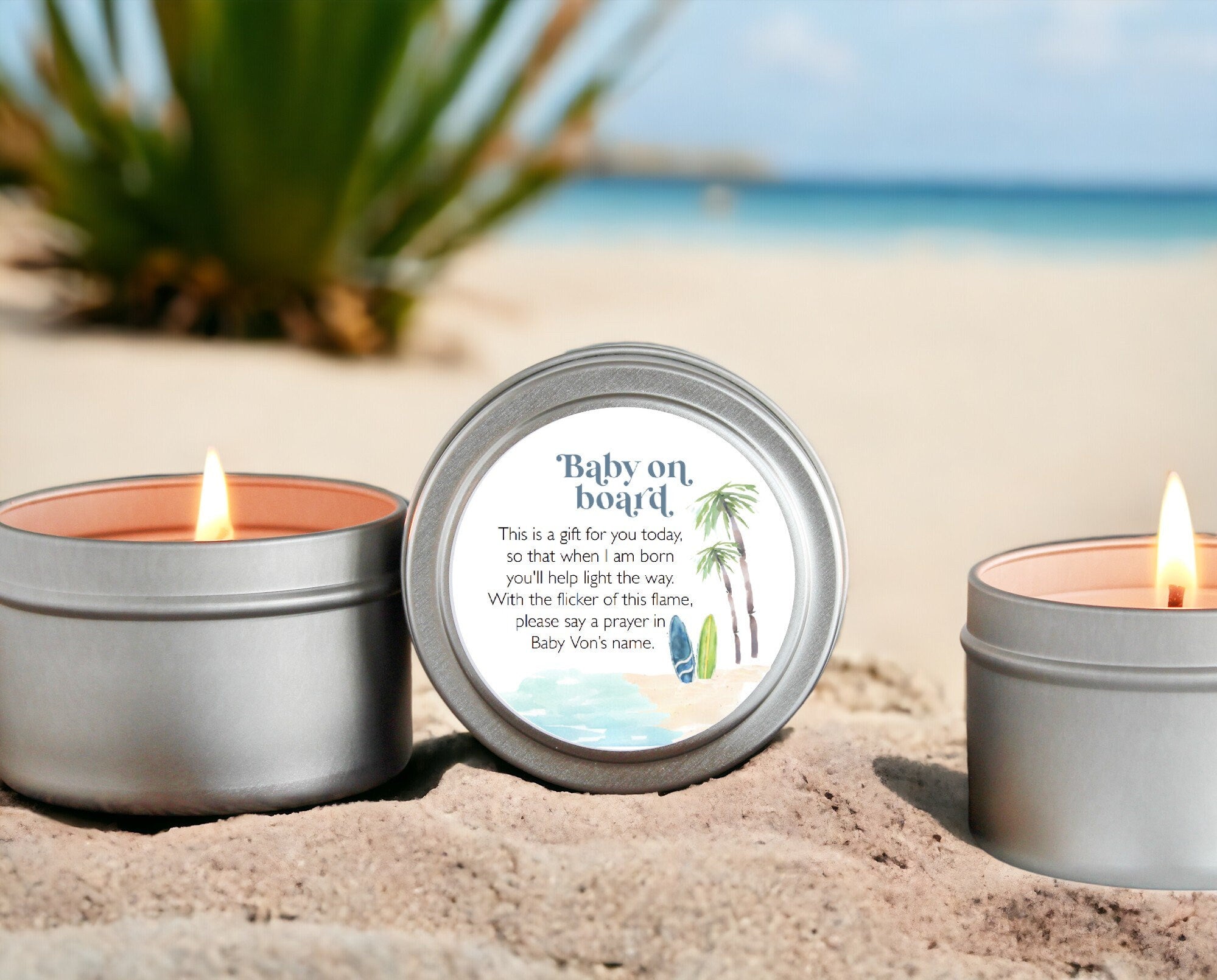 Baby on Board Baby Shower Favors / Set of 10 Candle favors for Guests in Bulk / Beach Shower / Baby Boy Shower / Surfboard / Personalized
