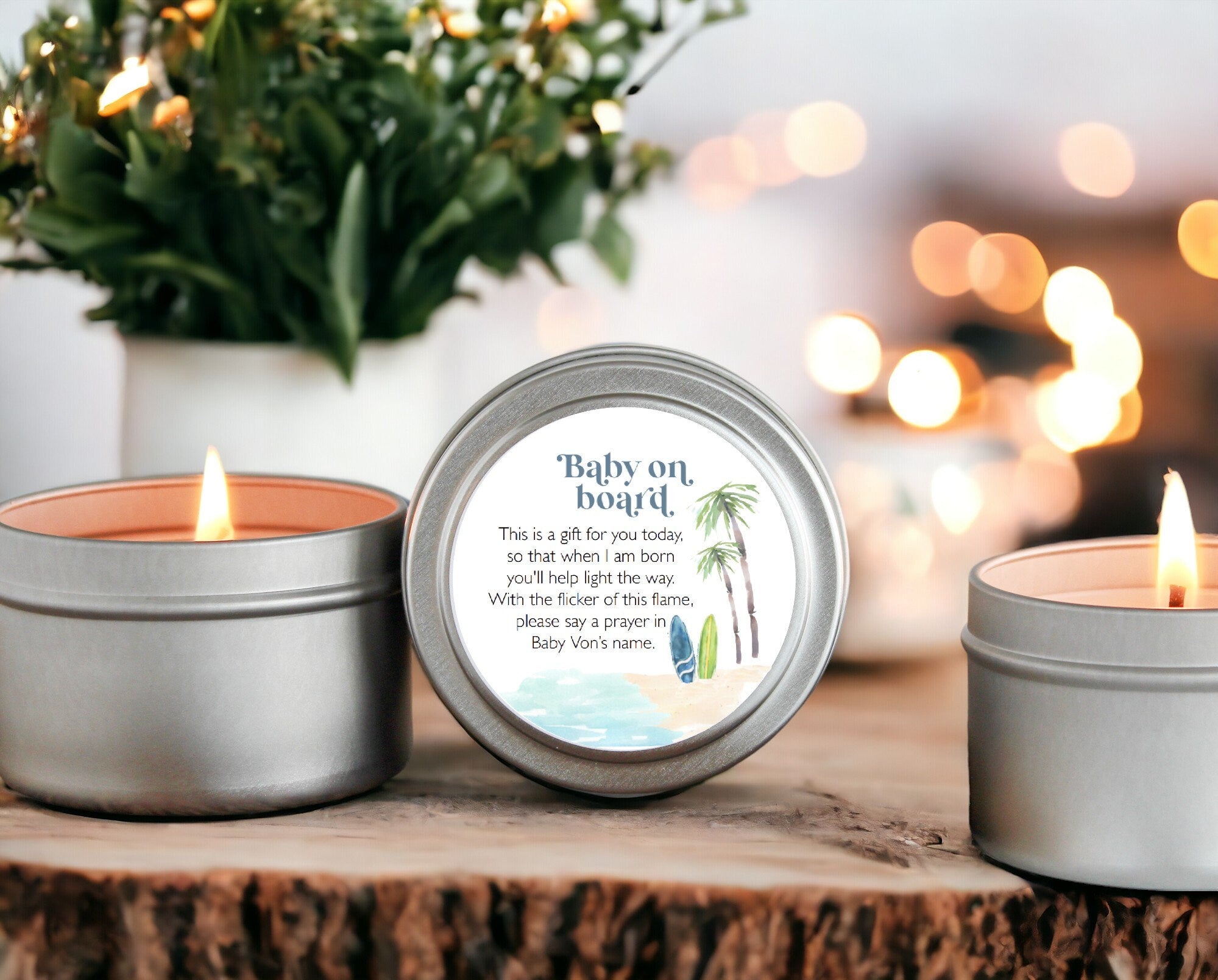 Baby on Board Baby Shower Favors / Set of 10 Candle favors for Guests in Bulk / Beach Shower / Baby Boy Shower / Surfboard / Personalized
