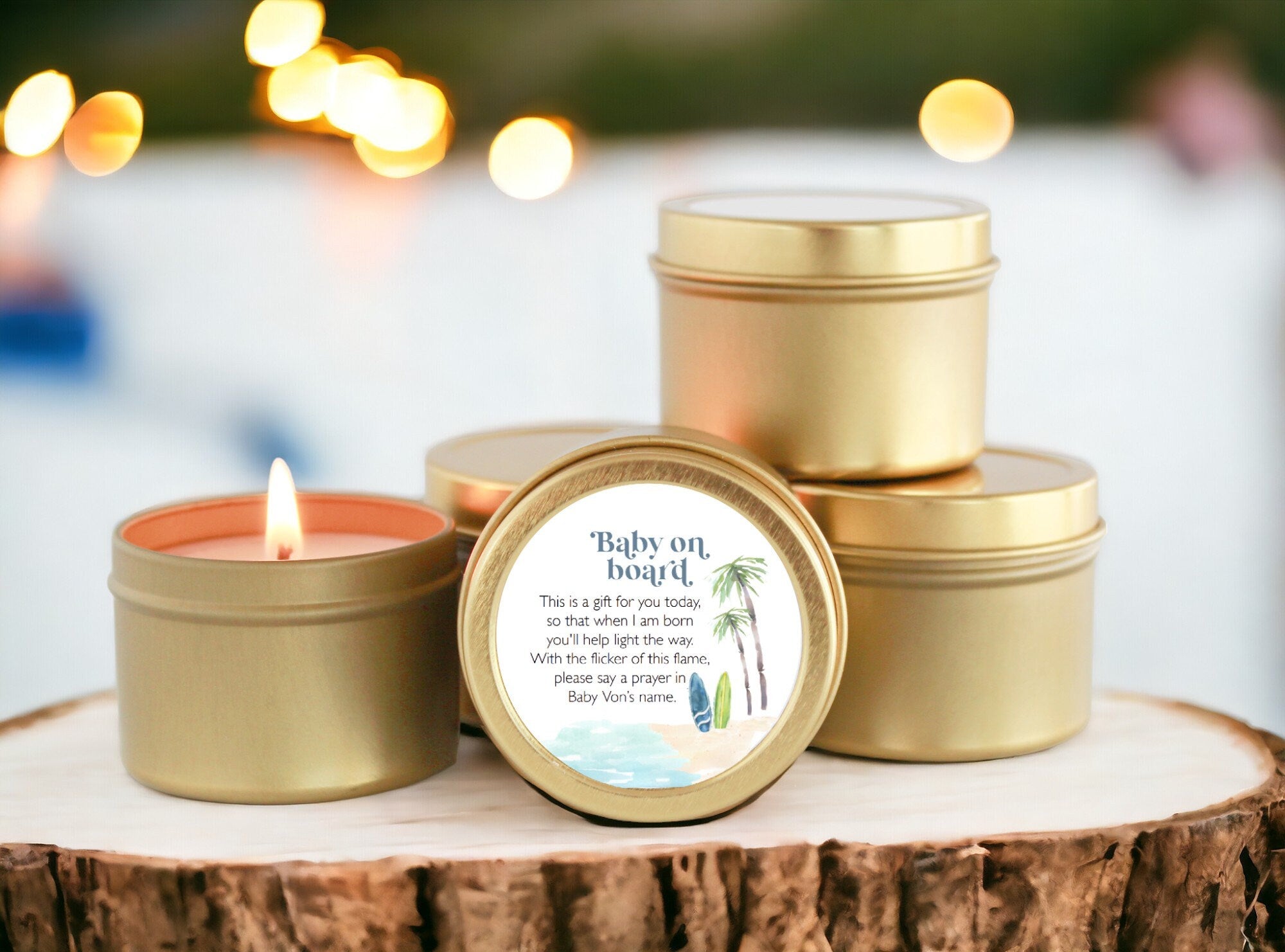 Baby on Board Baby Shower Favors / Set of 10 Candle favors for Guests in Bulk / Beach Shower / Baby Boy Shower / Surfboard / Personalized