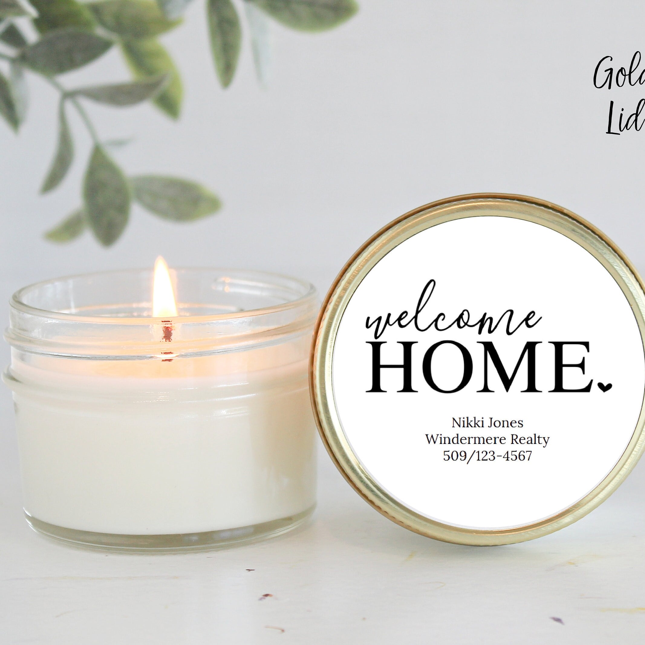 Welcome Home personalized 4oz candle favors / Realtor Gift / Closing Gift / New Home / First Time Homeowner / Mortgage Gift / Title Company