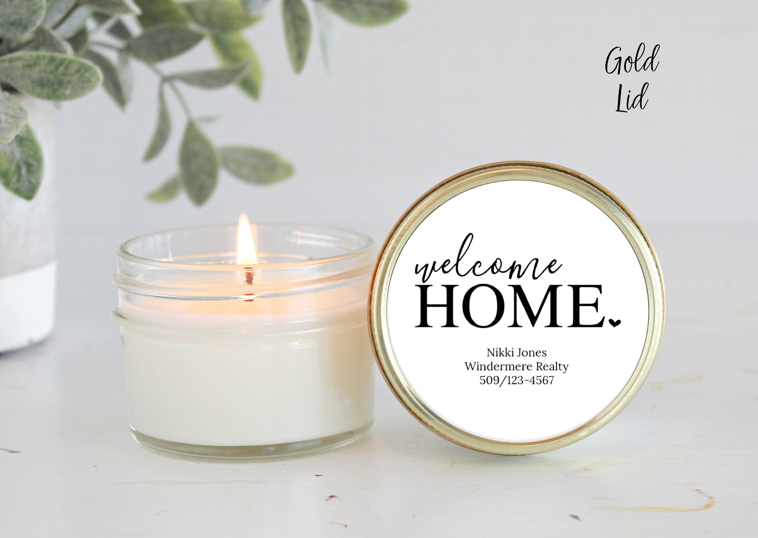 Welcome Home personalized 4oz candle favors / Realtor Gift / Closing Gift / New Home / First Time Homeowner / Mortgage Gift / Title Company