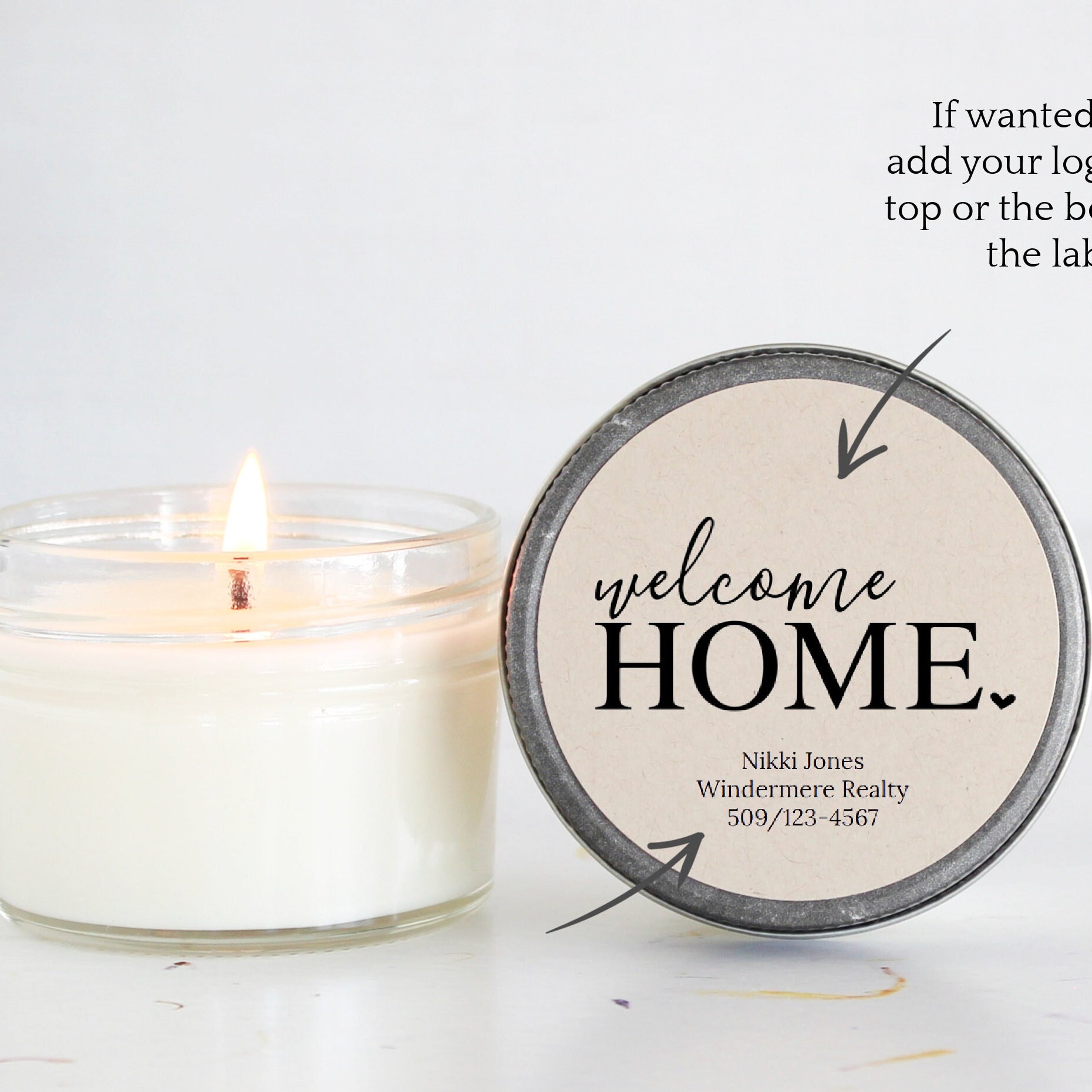 Welcome Home personalized 4oz candle favors / Realtor Gift / Closing Gift / New Home / First Time Homeowner / Mortgage Gift / Title Company