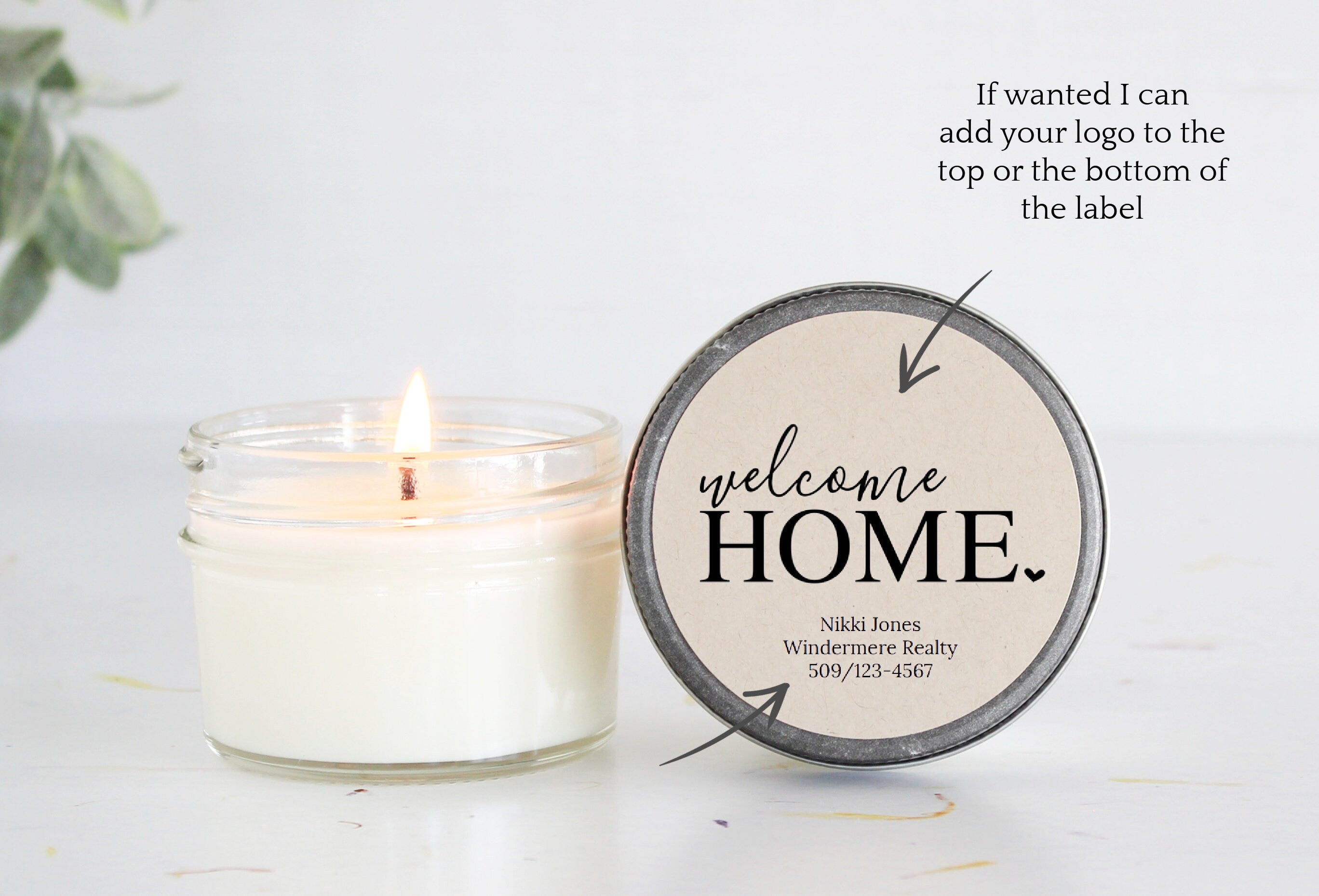 Welcome Home personalized 4oz candle favors / Realtor Gift / Closing Gift / New Home / First Time Homeowner / Mortgage Gift / Title Company