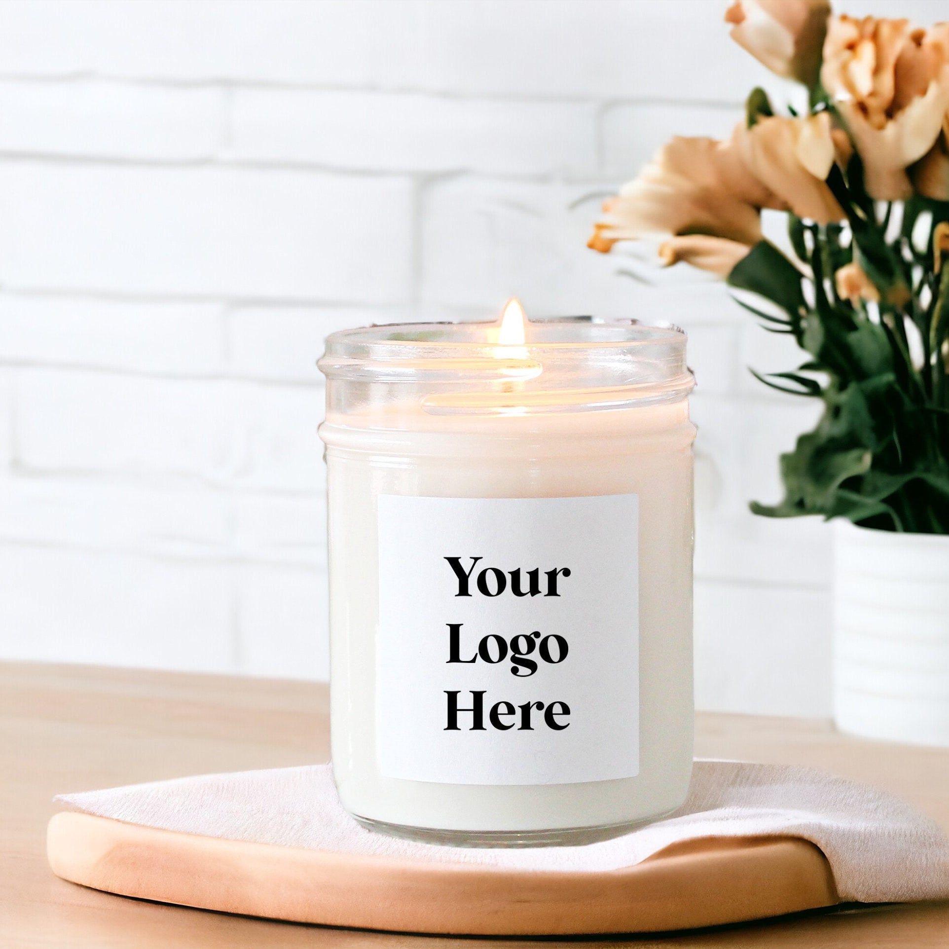 Corporate Logo Candles / 4 oz soy candle favor / Holiday Gifts / For Clients / Employees / Personalized / For Swag / Company Logo Gift