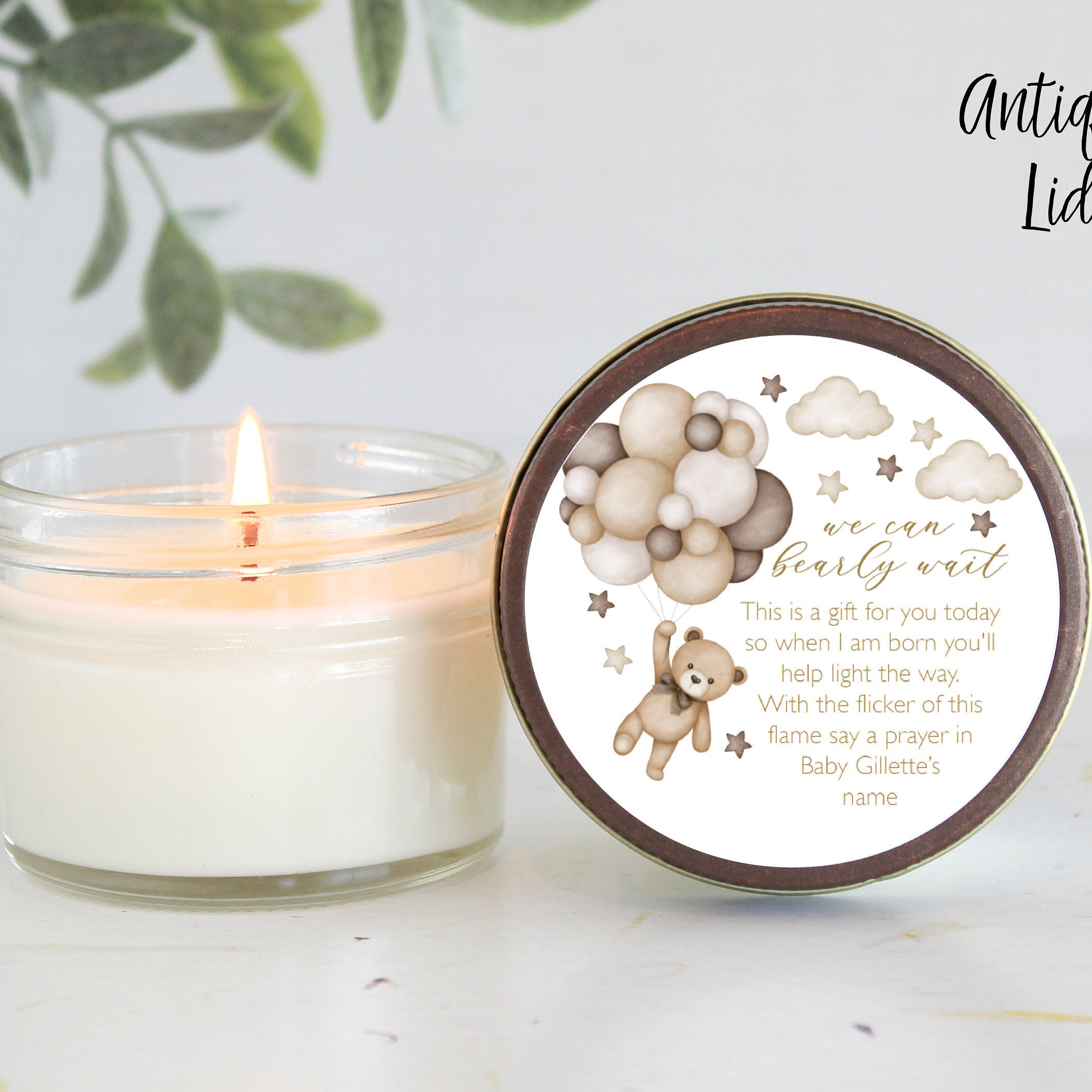 Teddy Bear Baby Shower Favors / 4 oz Soy Candle Favor / Balloon Favor / We can Bearly Wait / Boy Baby Shower / Girl Baby Shower