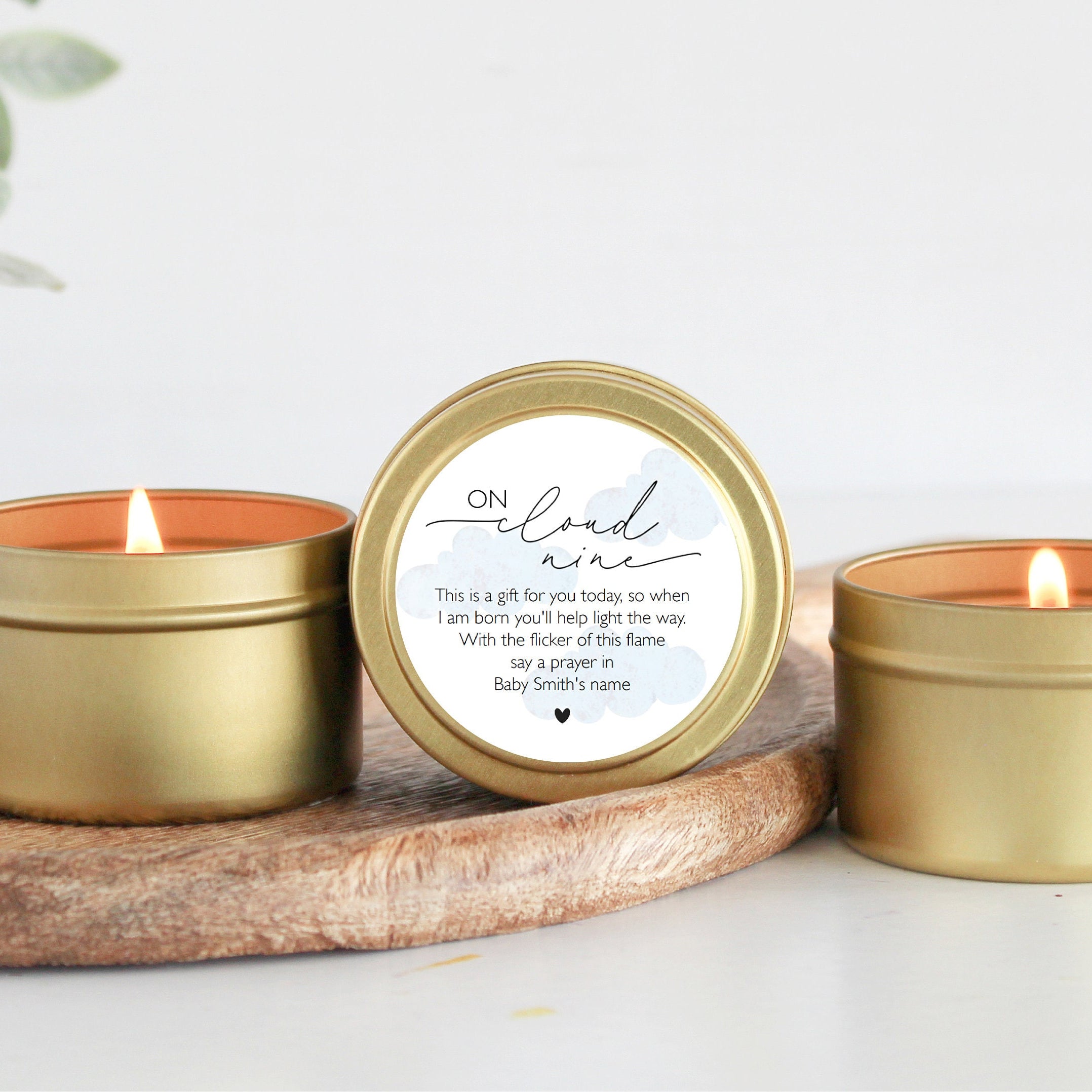 On Cloud Nine / Baby Shower Favors / For Guests in Bulk / Set of 10 Candle Favors / Personalized Candle / Baby Boy Shower / Girl Baby Shower