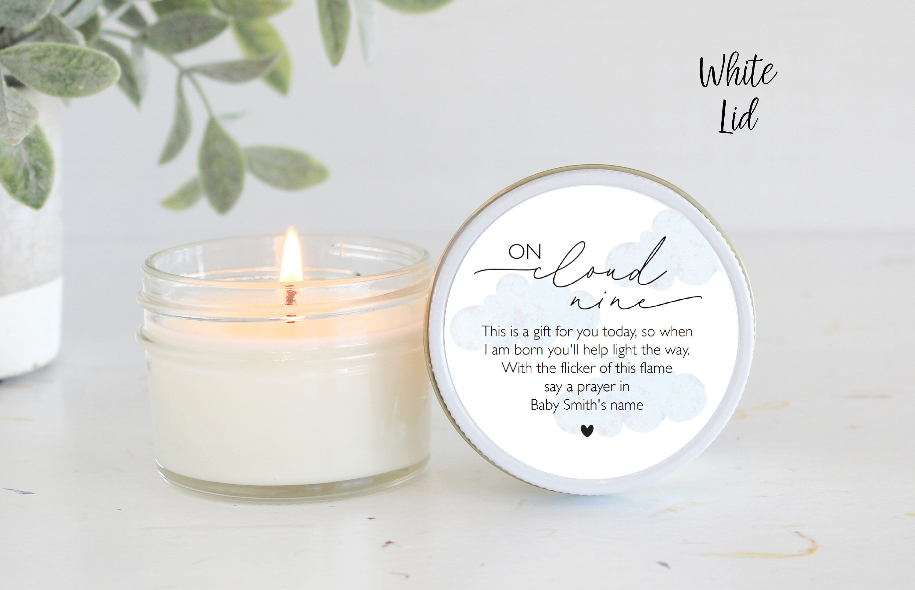 On Cloud Nine Baby Shower Favors / 4 oz Candle Favors / Baby Boy Shower / Baby Girl Shower / Baby Shower Gift / Personalized / Poem