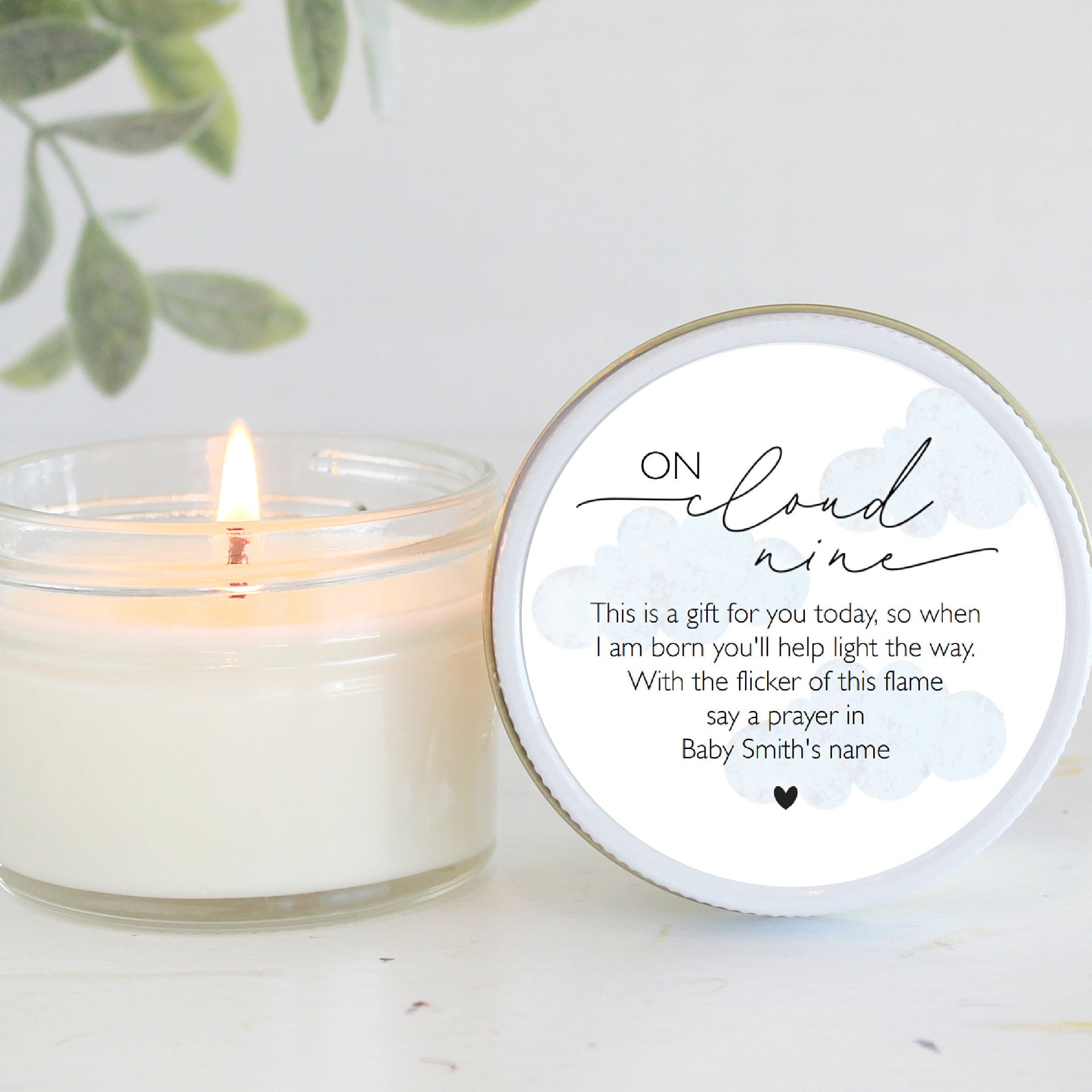 On Cloud Nine Baby Shower Favors / 4 oz Candle Favors / Baby Boy Shower / Baby Girl Shower / Baby Shower Gift / Personalized / Poem