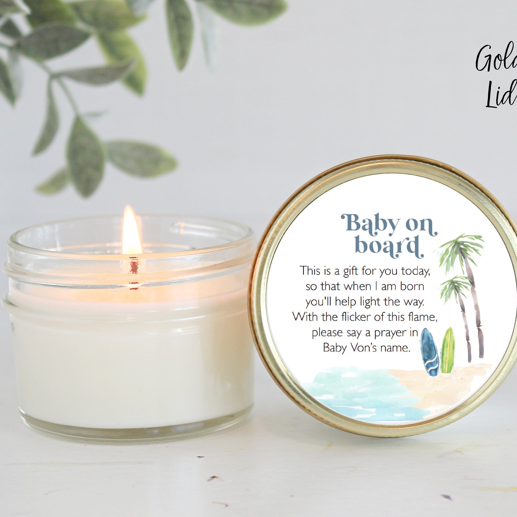 Baby on Board Shower Favors / Surf Beach Baby Shower / Bulk 4 oz Candle Favors / Sugar Scrub Favor / Boy Baby Shower / Summer Baby Shower