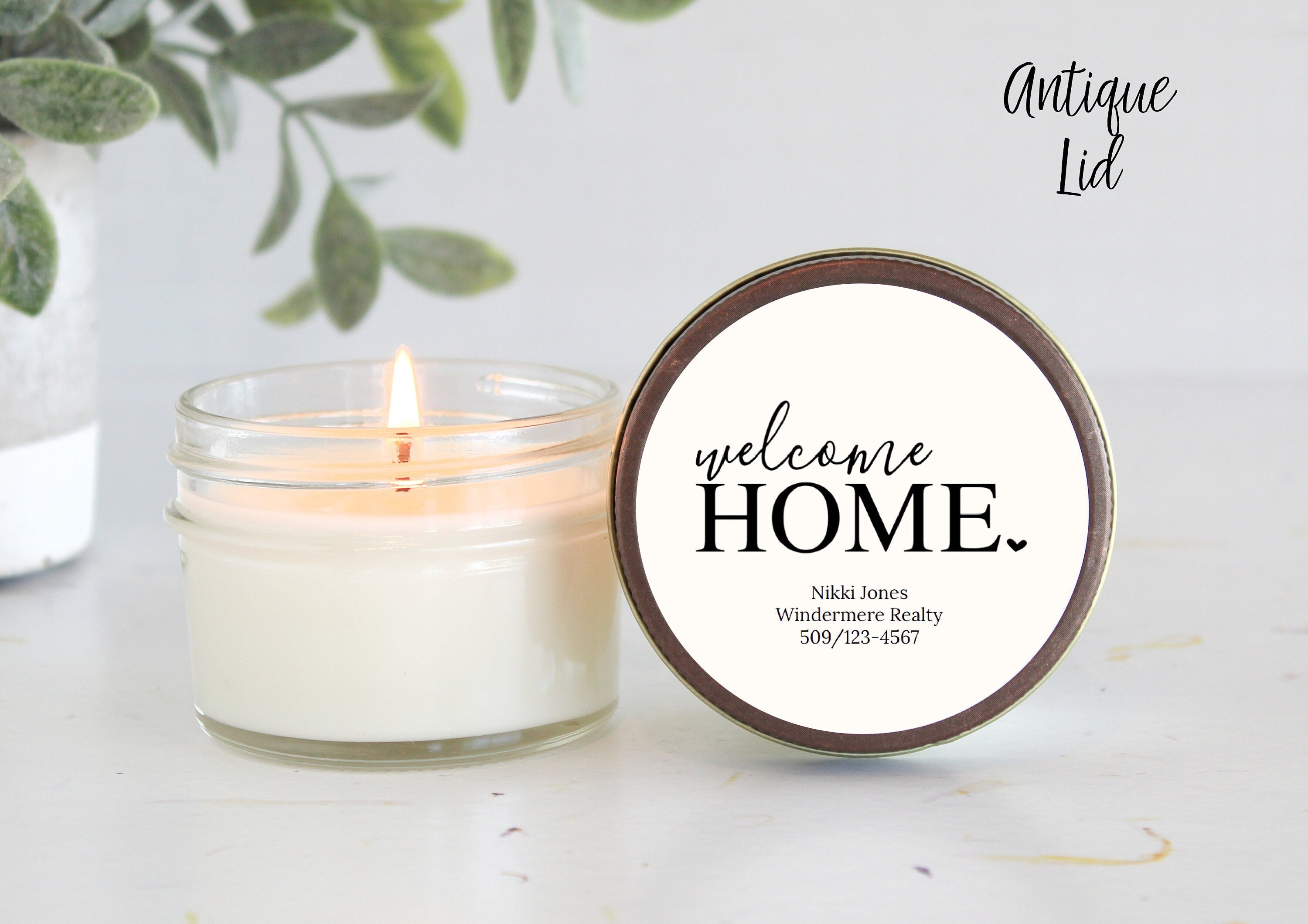Welcome Home personalized 4oz candle favors / Realtor Gift / Closing Gift / New Home / First Time Homeowner / Mortgage Gift / Title Company