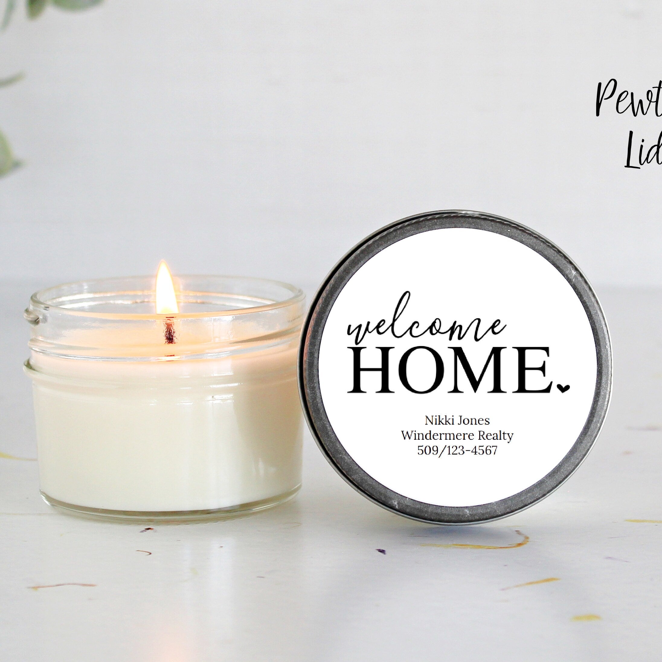 Welcome Home personalized 4oz candle favors / Realtor Gift / Closing Gift / New Home / First Time Homeowner / Mortgage Gift / Title Company