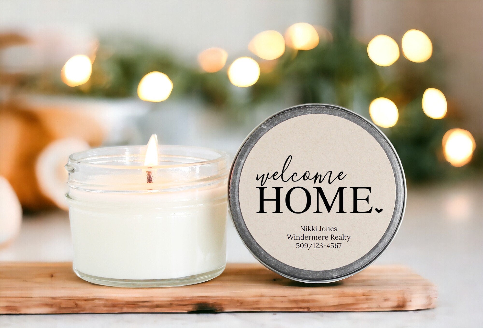 Welcome Home personalized 4oz candle favors / Realtor Gift / Closing Gift / New Home / First Time Homeowner / Mortgage Gift / Title Company
