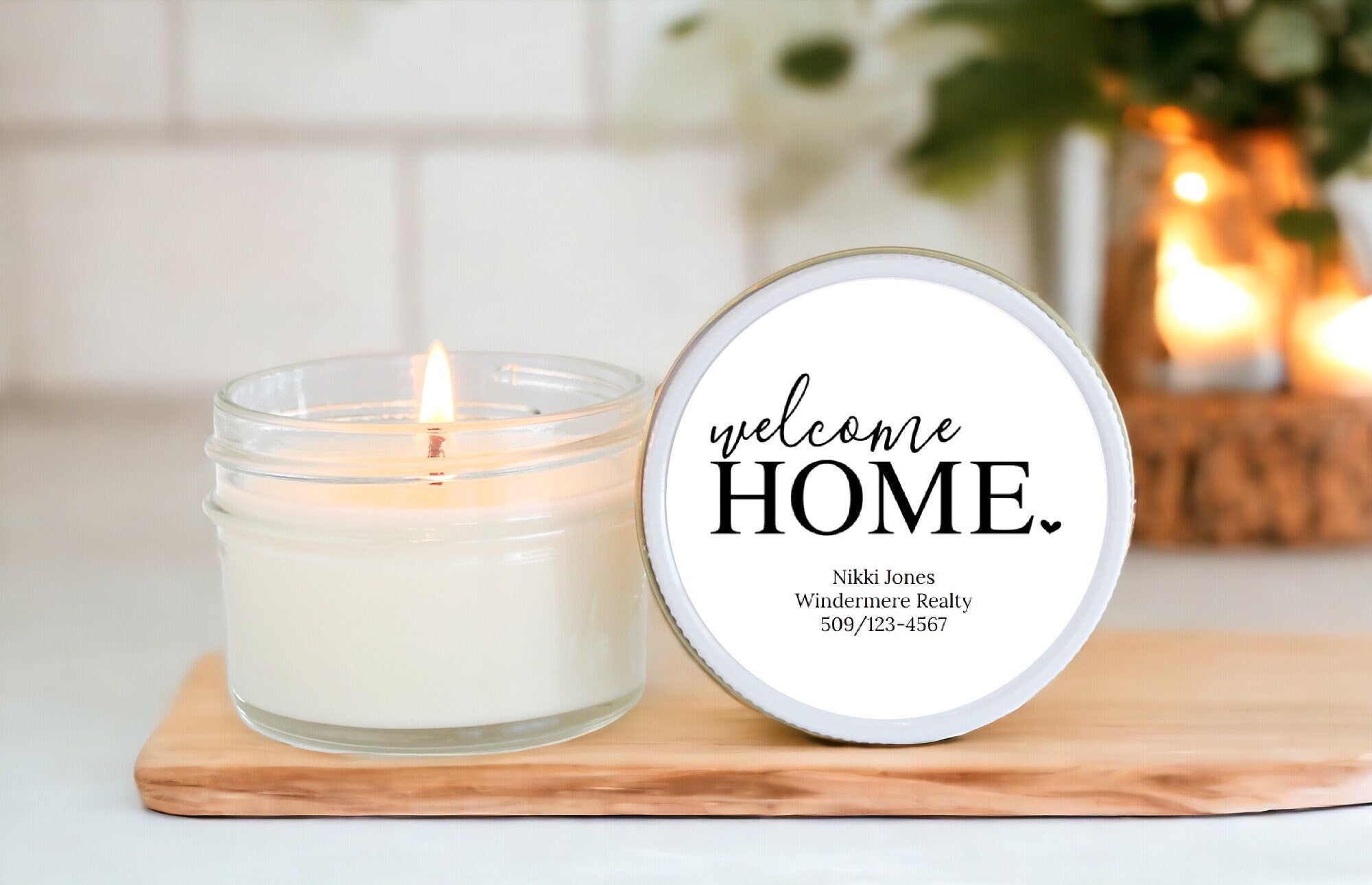 Welcome Home personalized 4oz candle favors / Realtor Gift / Closing Gift / New Home / First Time Homeowner / Mortgage Gift / Title Company
