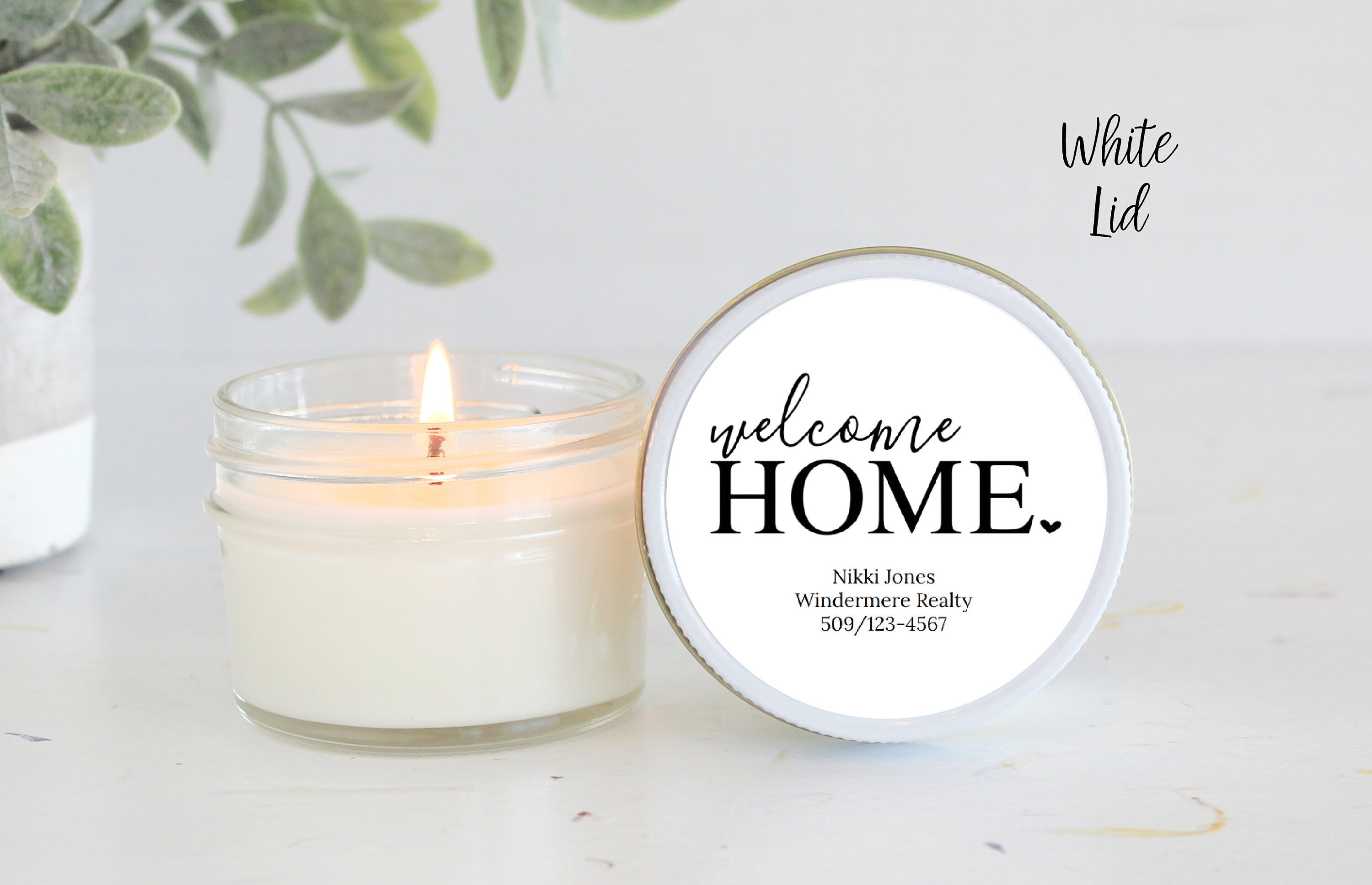 Welcome Home personalized 4oz candle favors / Realtor Gift / Closing Gift / New Home / First Time Homeowner / Mortgage Gift / Title Company