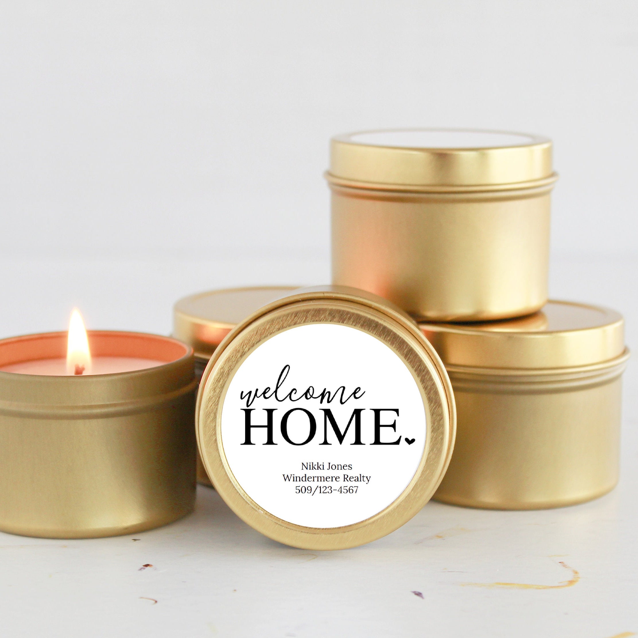 Personalized Welcome Home Candle Favors, Set of 10 Bulk Gift, Realtor Closing Present, New Home, Housewarming Gift, Title Company, Mortgage