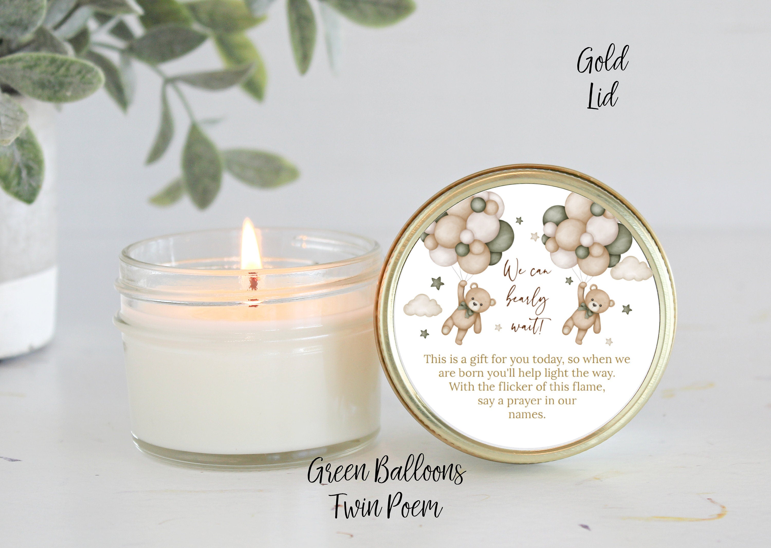 Teddy Bear Baby Shower Favors / 4 oz Soy Candle Favor / Balloon Favor / We can Bearly Wait / Boy Baby Shower / Girl Baby Shower