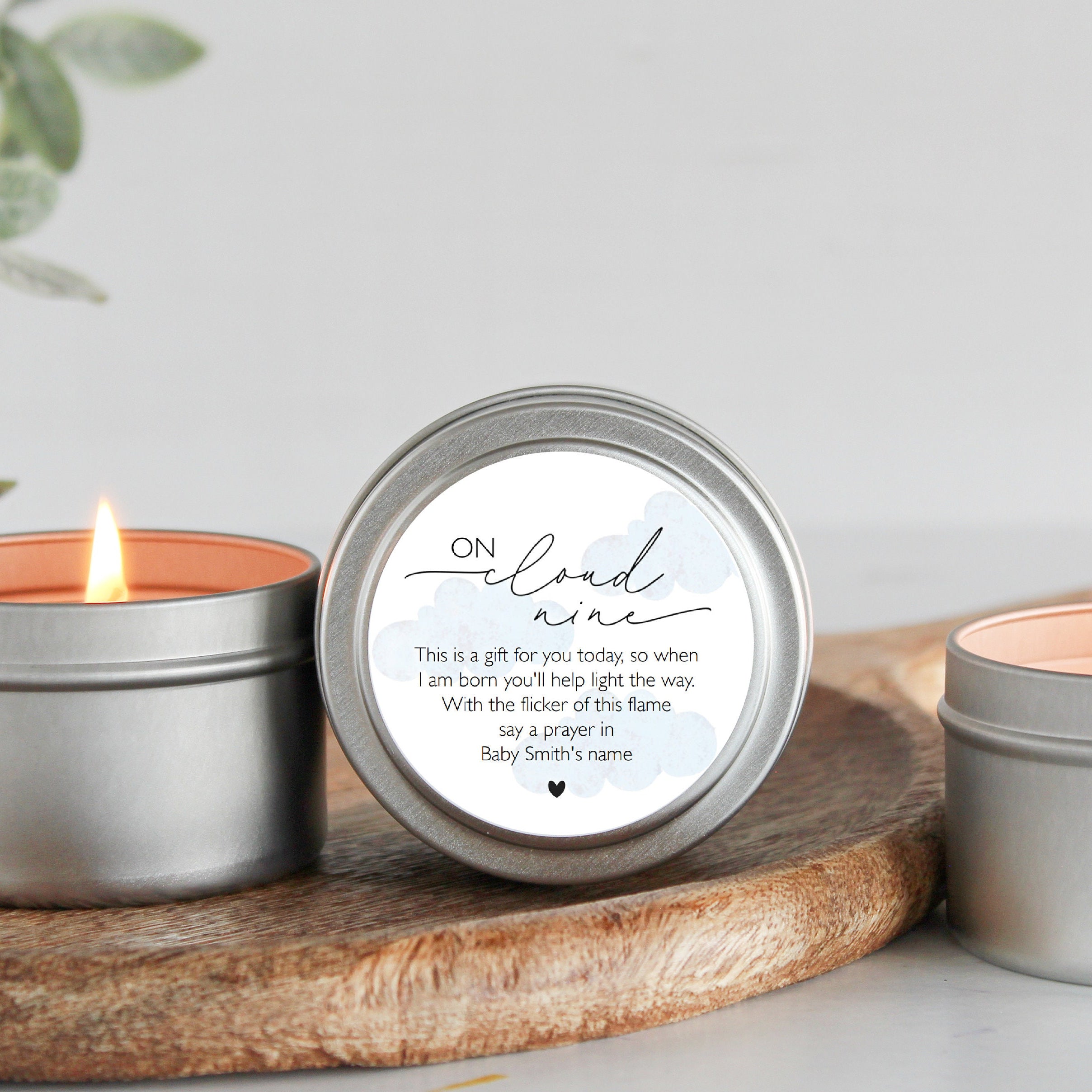 On Cloud Nine / Baby Shower Favors / For Guests in Bulk / Set of 10 Candle Favors / Personalized Candle / Baby Boy Shower / Girl Baby Shower