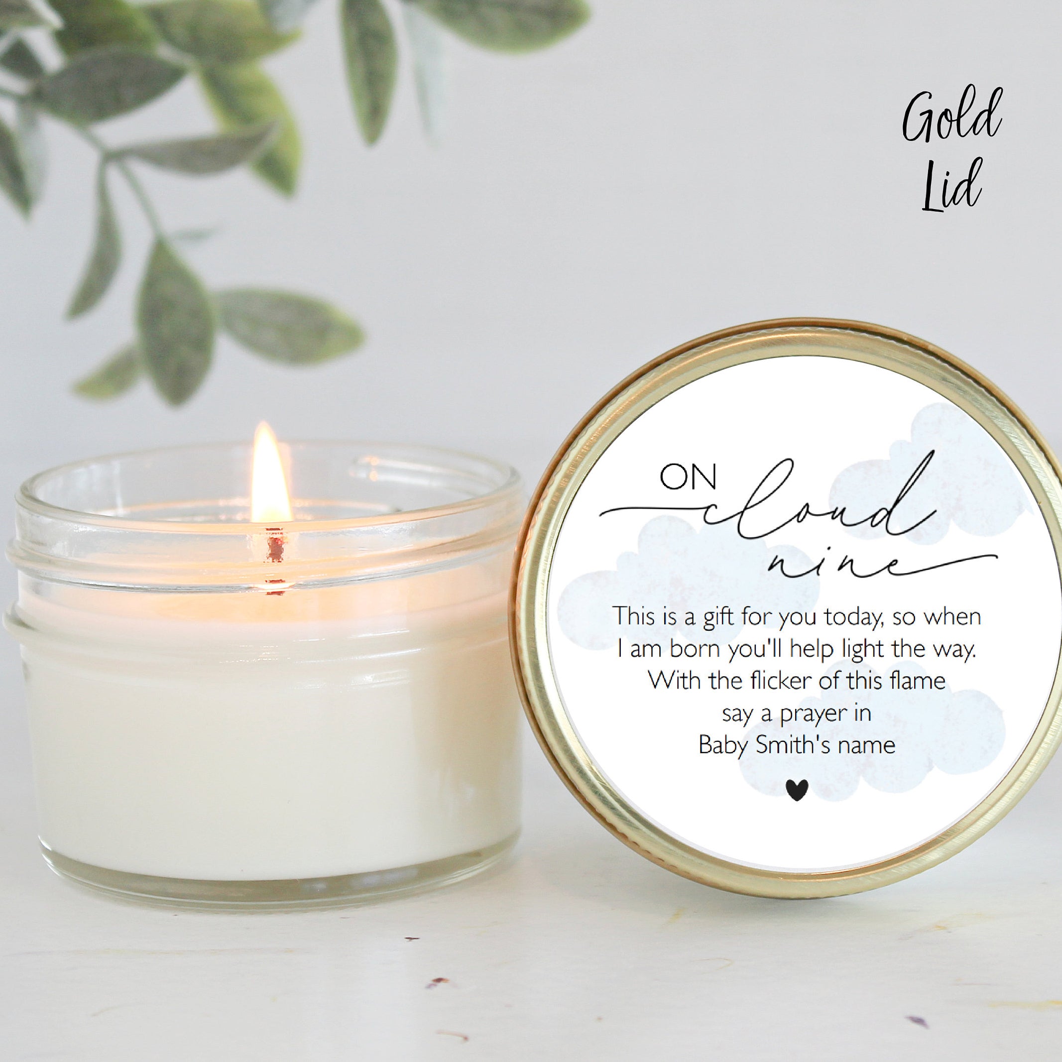 On Cloud Nine Baby Shower Favors / 4 oz Candle Favors / Baby Boy Shower / Baby Girl Shower / Baby Shower Gift / Personalized / Poem