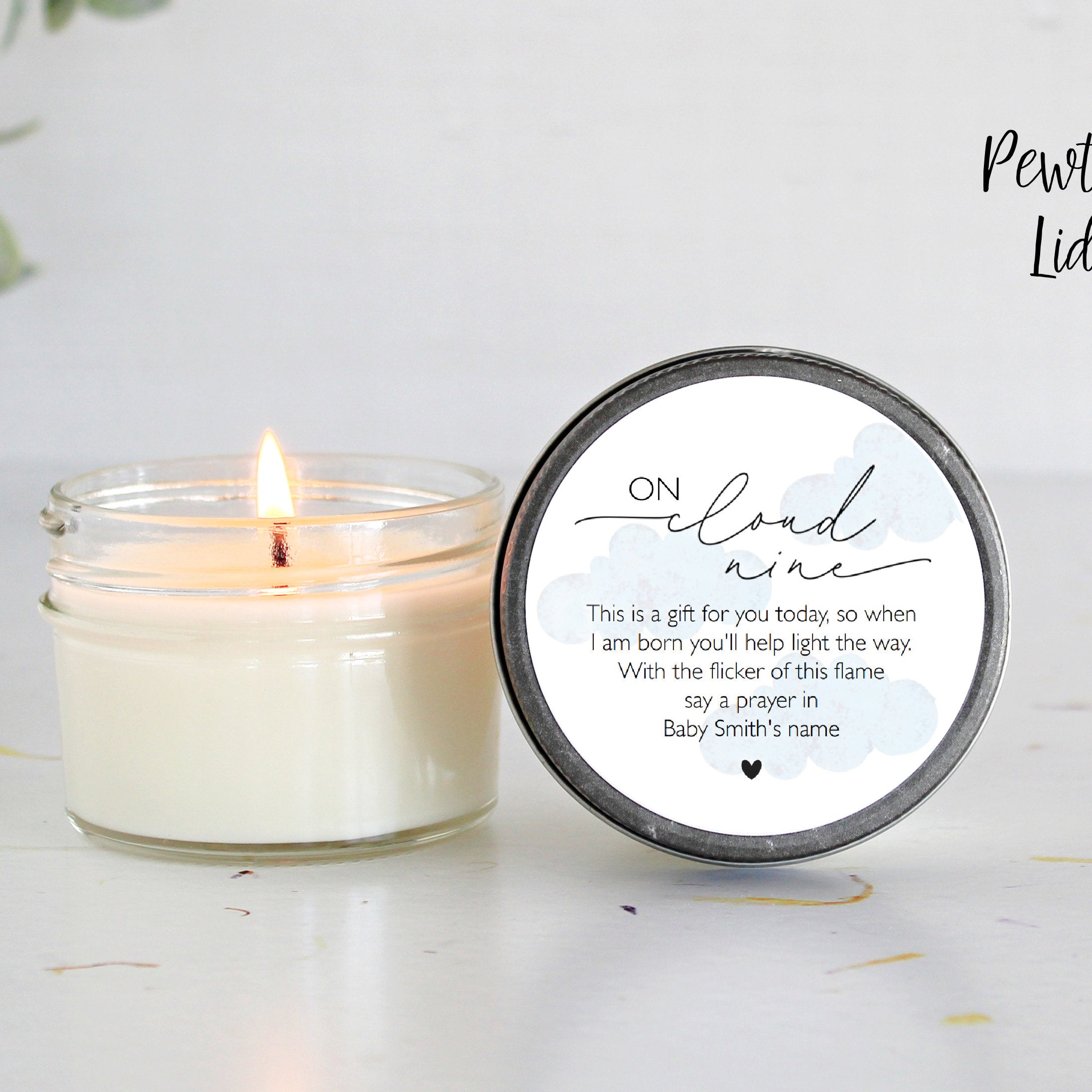On Cloud Nine Baby Shower Favors / 4 oz Candle Favors / Baby Boy Shower / Baby Girl Shower / Baby Shower Gift / Personalized / Poem