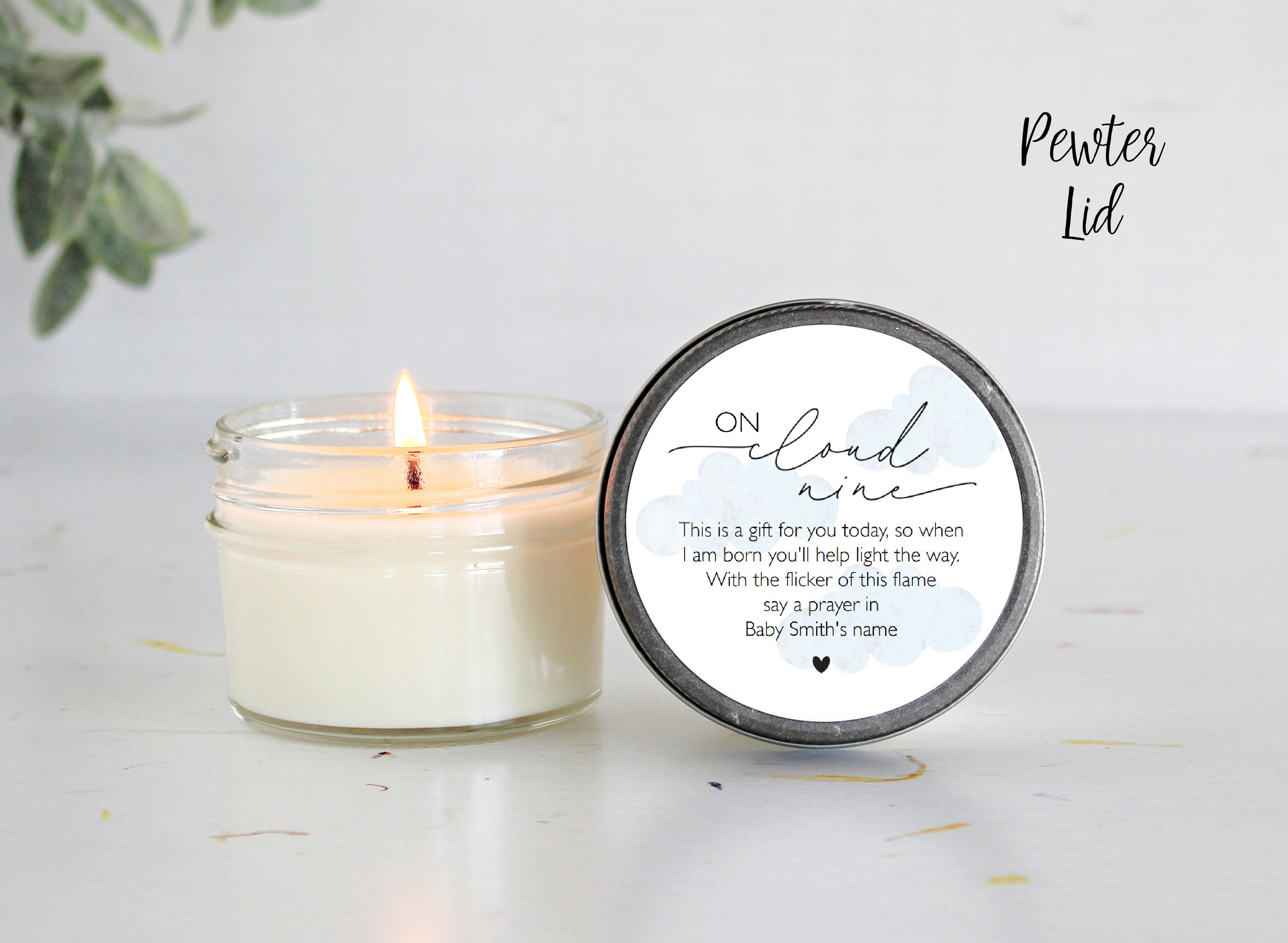 On Cloud Nine Baby Shower Favors / 4 oz Candle Favors / Baby Boy Shower / Baby Girl Shower / Baby Shower Gift / Personalized / Poem