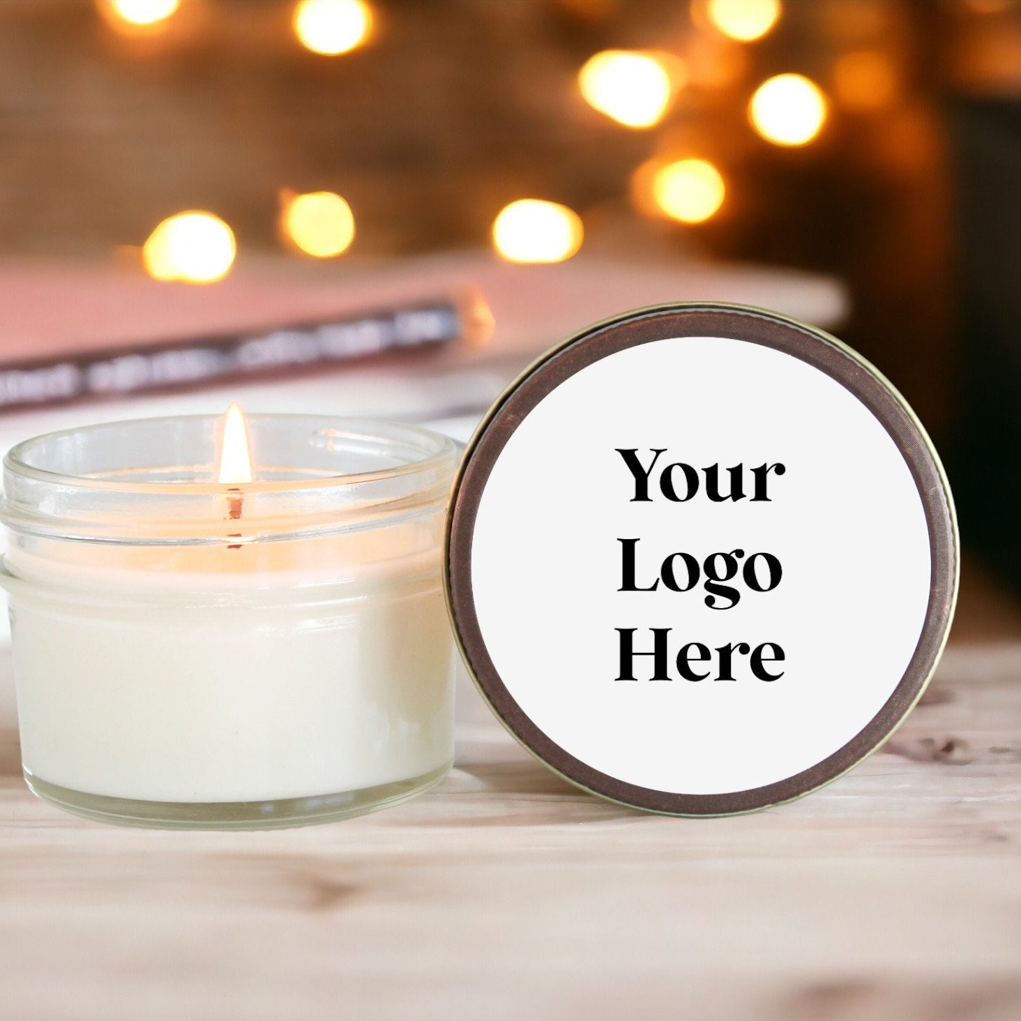 Your Logo Candles / 4 oz soy candle favor / Holiday Gifts / For Clients / Employees / Personalized / For Swag / Company Logo Gift / Realtor