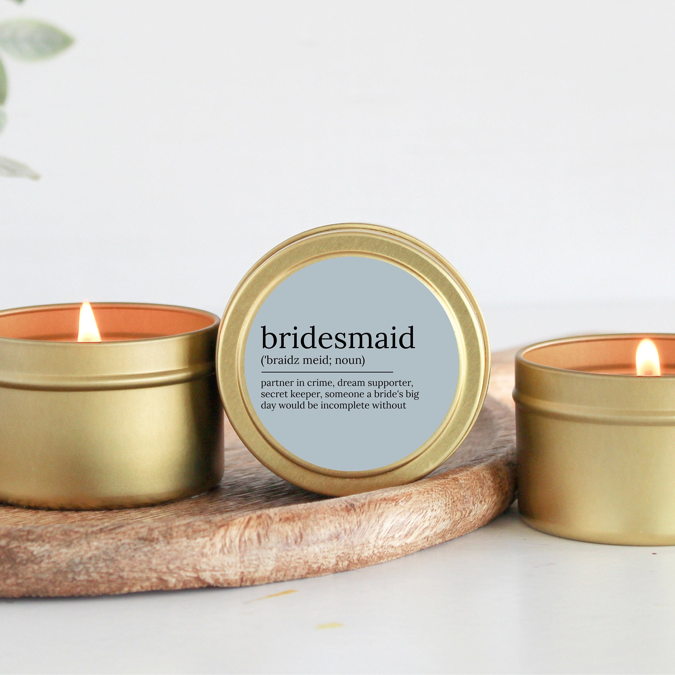 Bulk Bridesmaid Proposal Gift / Bridesmaid noun candle / Soy Candle Tin / Small Bridesmaid Gift / Bridal Party Box Idea / Gift From Bride