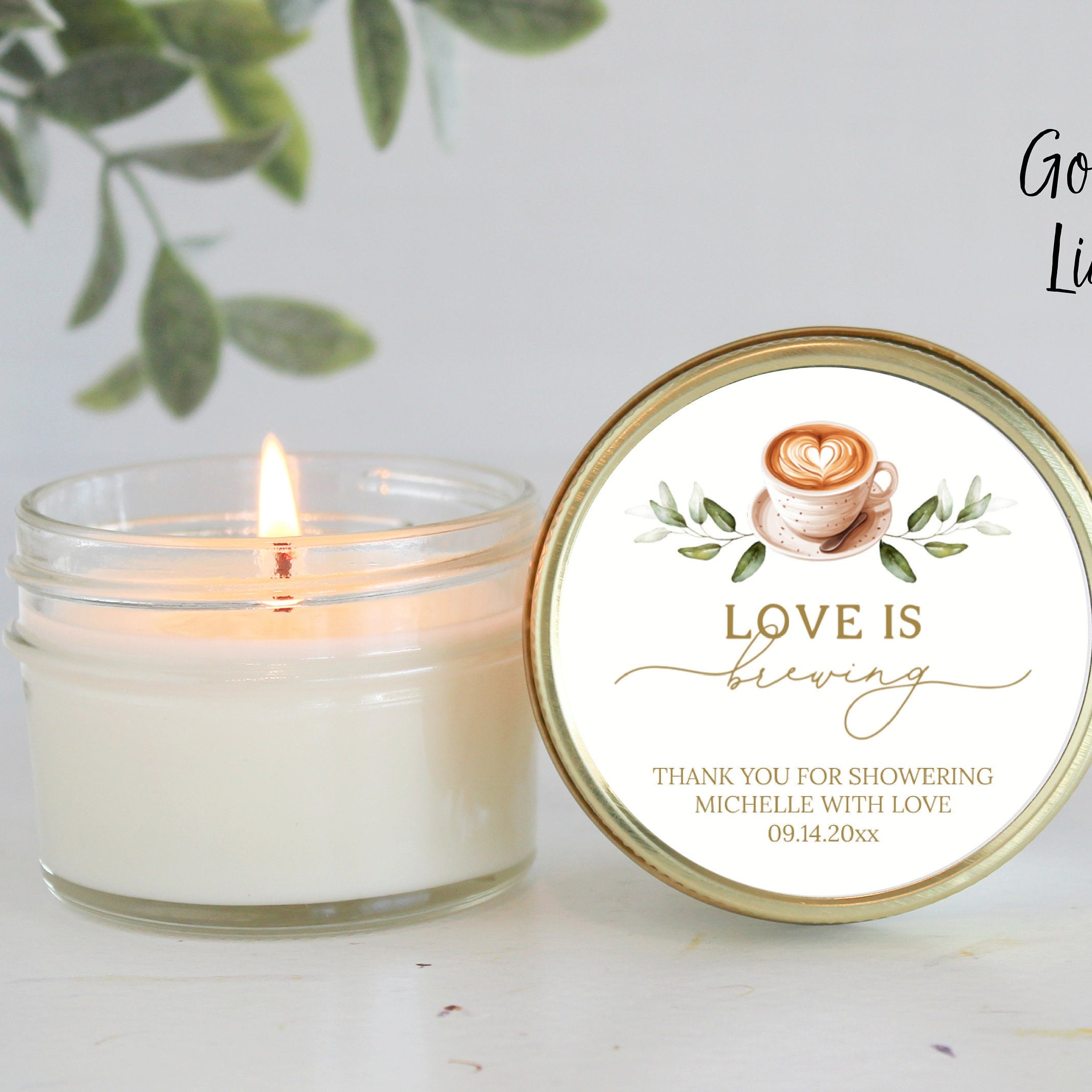 Love is Brewing / Candle Favors / Bridal Shower Favors / Personalized 4 oz candles / A Baby is Brewing / Coffee / Espresso / Party Favors