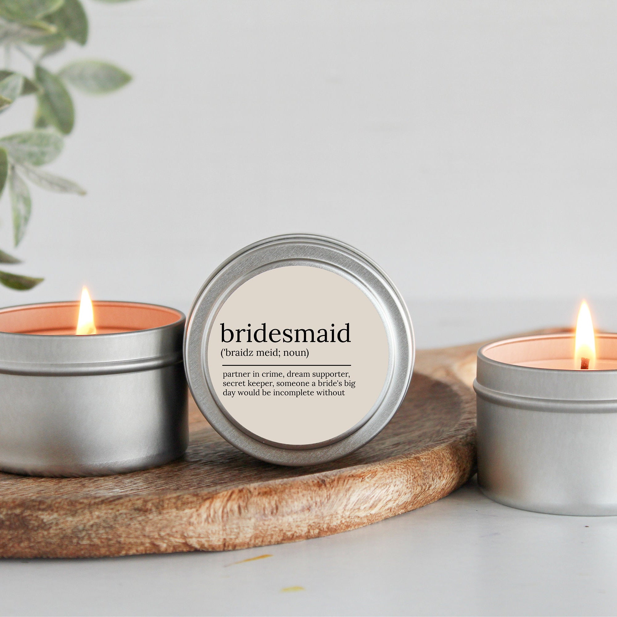 Bulk Bridesmaid Proposal Gift / Bridesmaid noun candle / Soy Candle Tin / Small Bridesmaid Gift / Bridal Party Box Idea / Gift From Bride