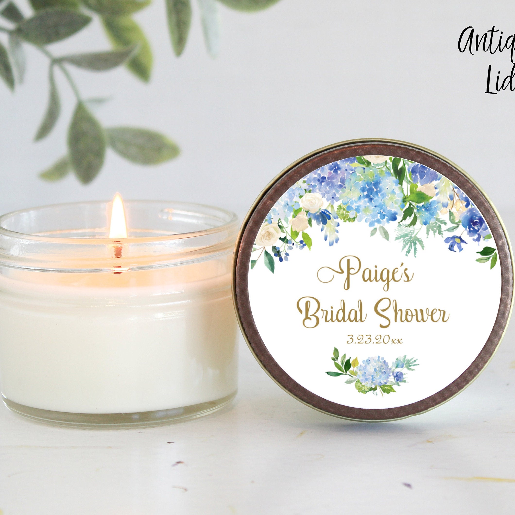 Hydrangea Candle Favors / Sugar Scrub Favors / Bridal Shower Gifts for Guest in Bulk / Personalized 4 oz favors Something Blue Before I Do