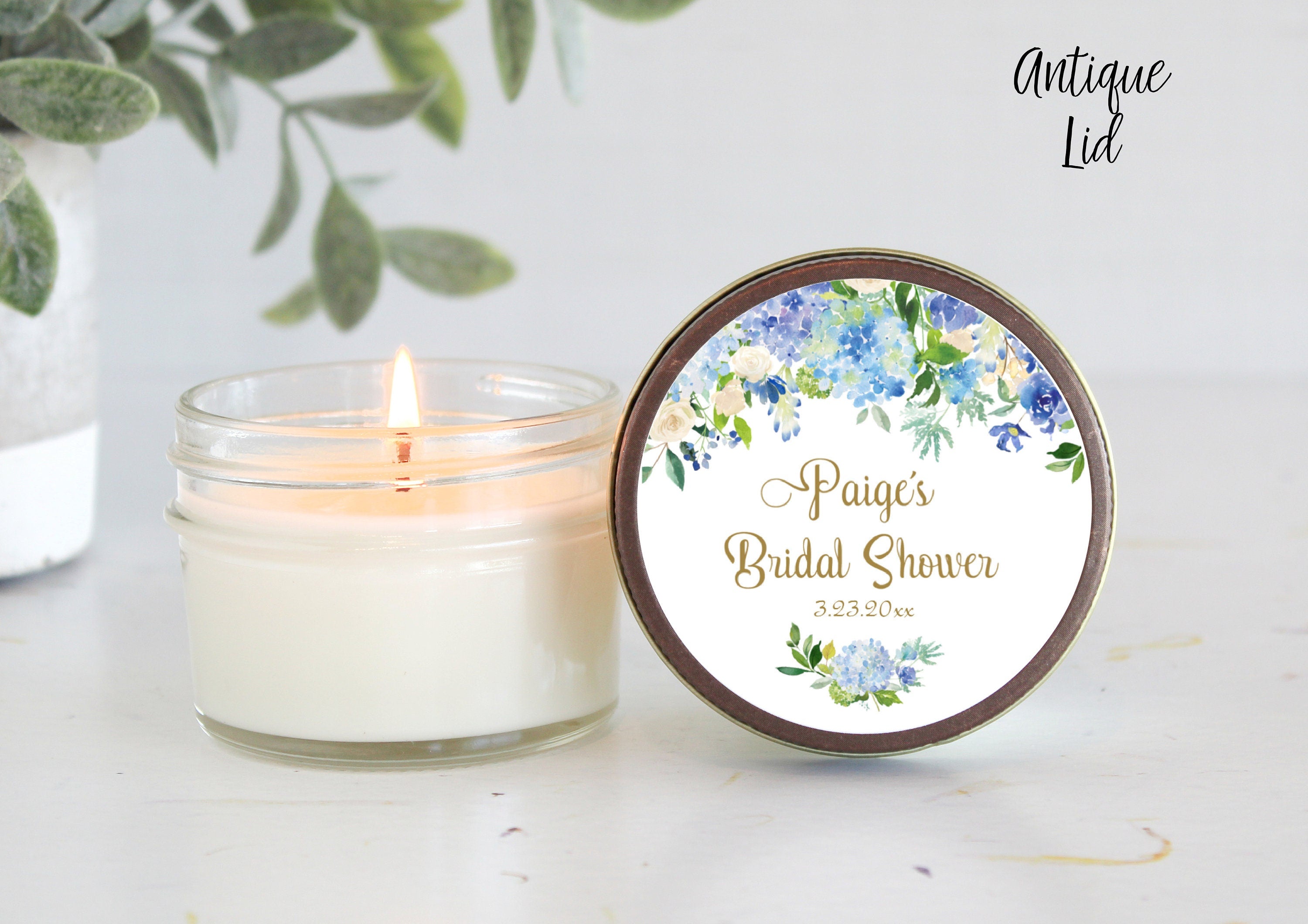 Hydrangea Candle Favors / Sugar Scrub Favors / Bridal Shower Gifts for Guest in Bulk / Personalized 4 oz favors Something Blue Before I Do