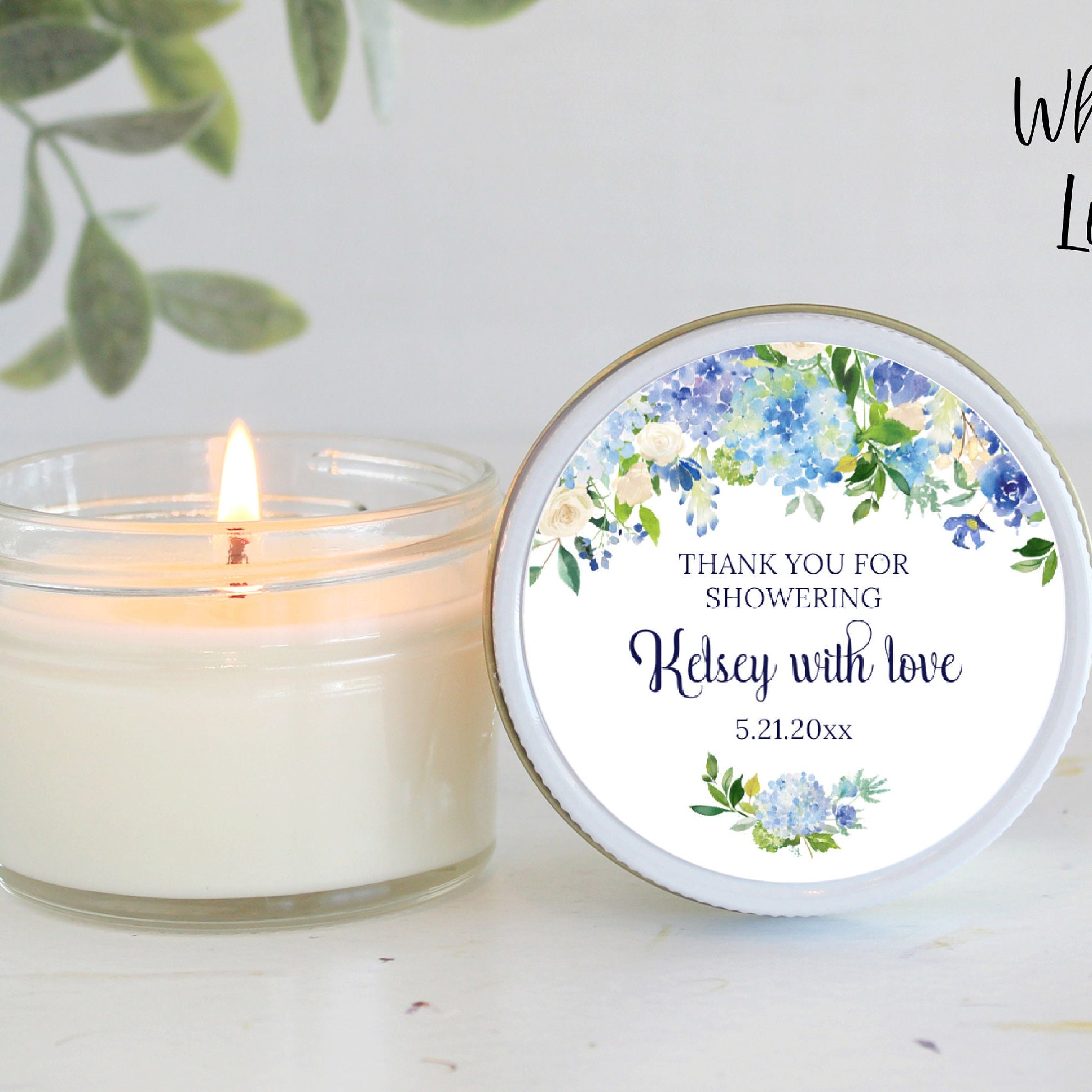 Hydrangea Candle Favors / Sugar Scrub Favors / Bridal Shower Gifts for Guest in Bulk / Personalized 4 oz favors Something Blue Before I Do