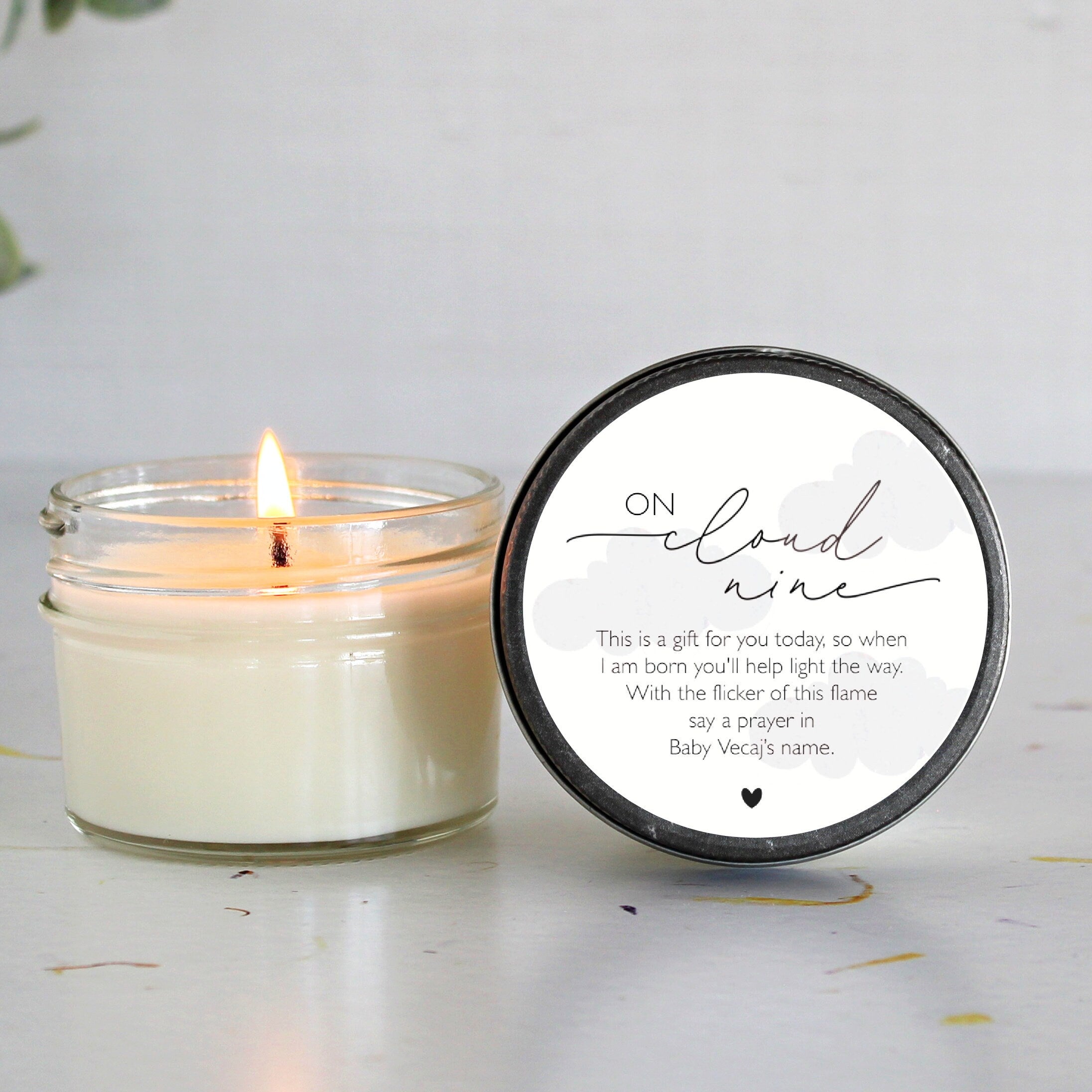 On Cloud Nine Baby Shower Favors / 4 oz Candle Favors / Baby Boy Shower / Baby Girl Shower / Baby Shower Gift / Personalized / Poem